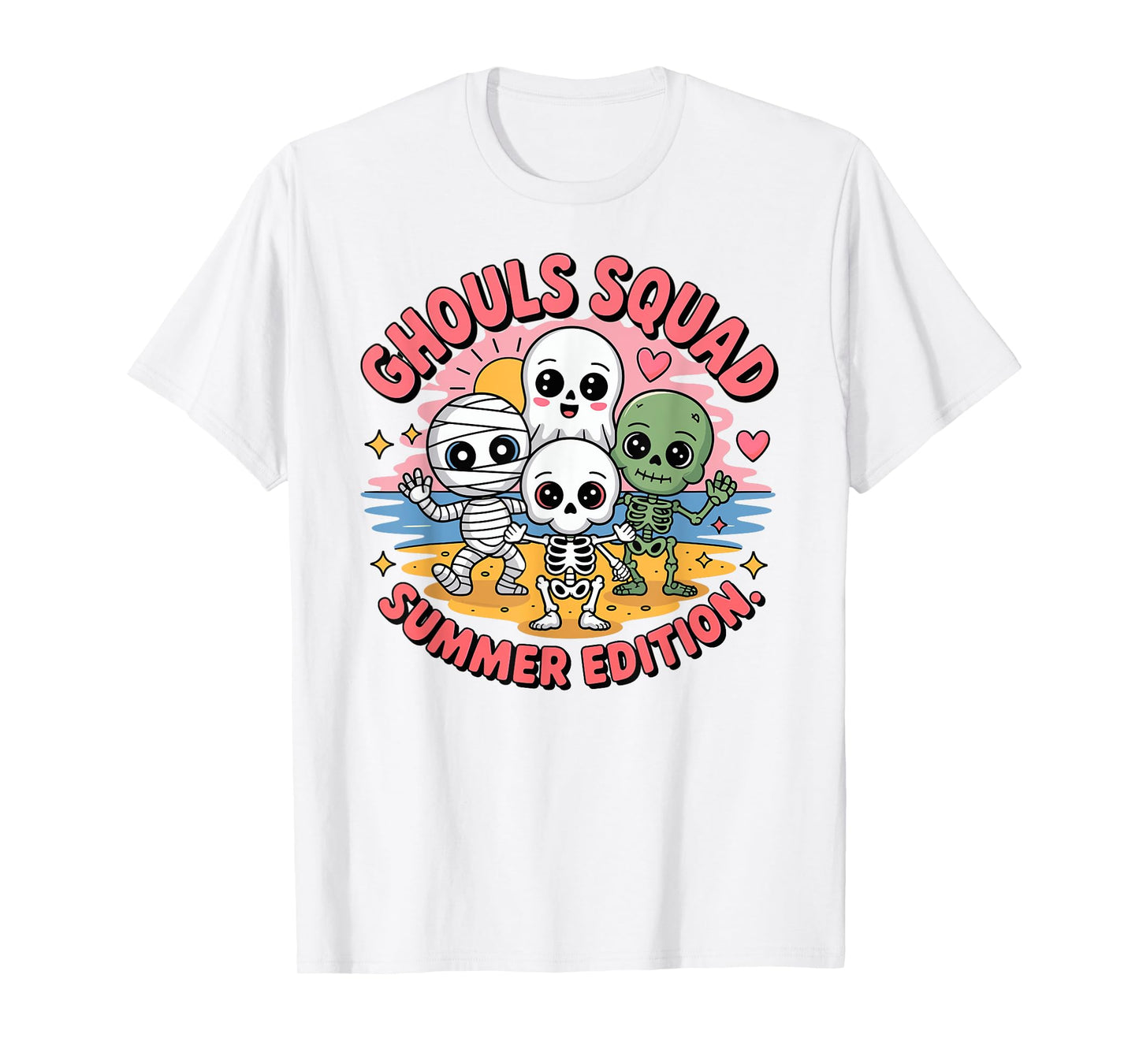 Ghouls Squad Cute Summer Monsters Kawaii Halloween Beach T-Shirt
