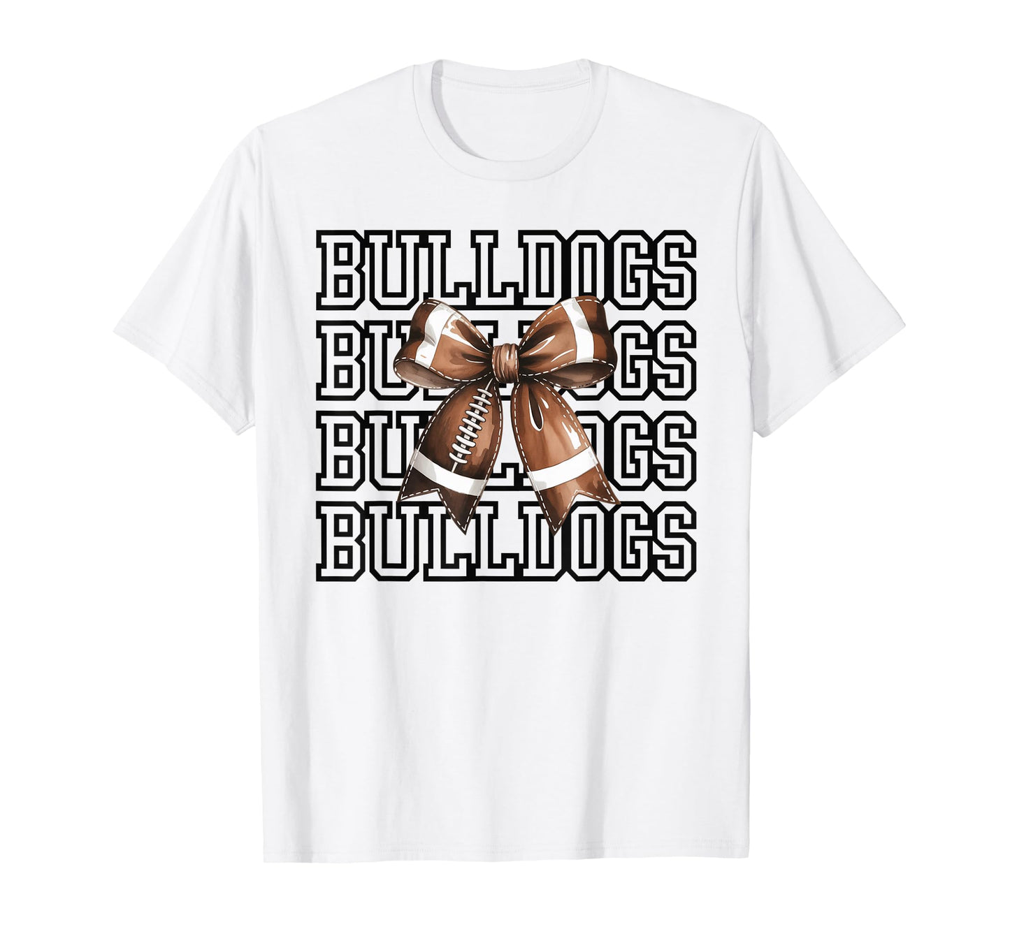 Bulldogs Football Mom Game Day Football Coquette Bow Mascot T-Shirt