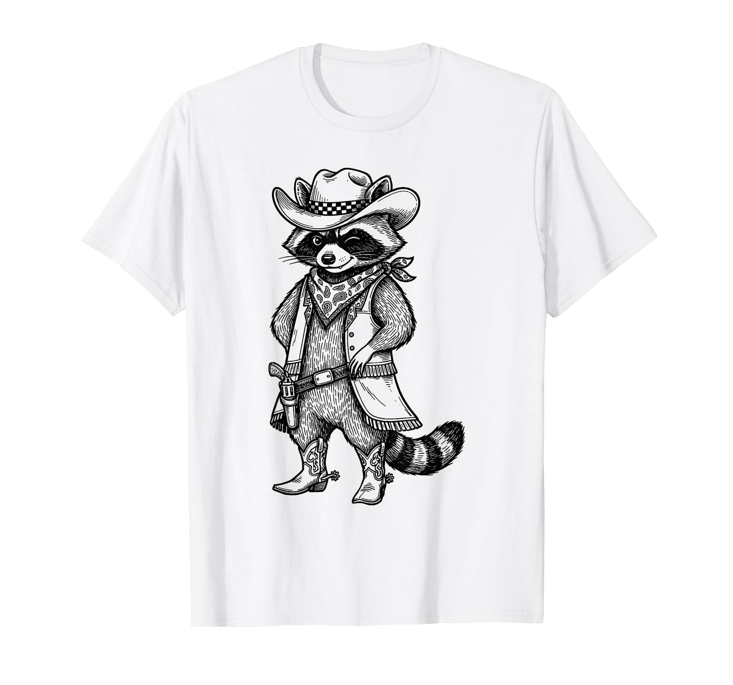 Retro Raccoon Cowboy Cowgirl Western Country Animal Lover T-Shirt