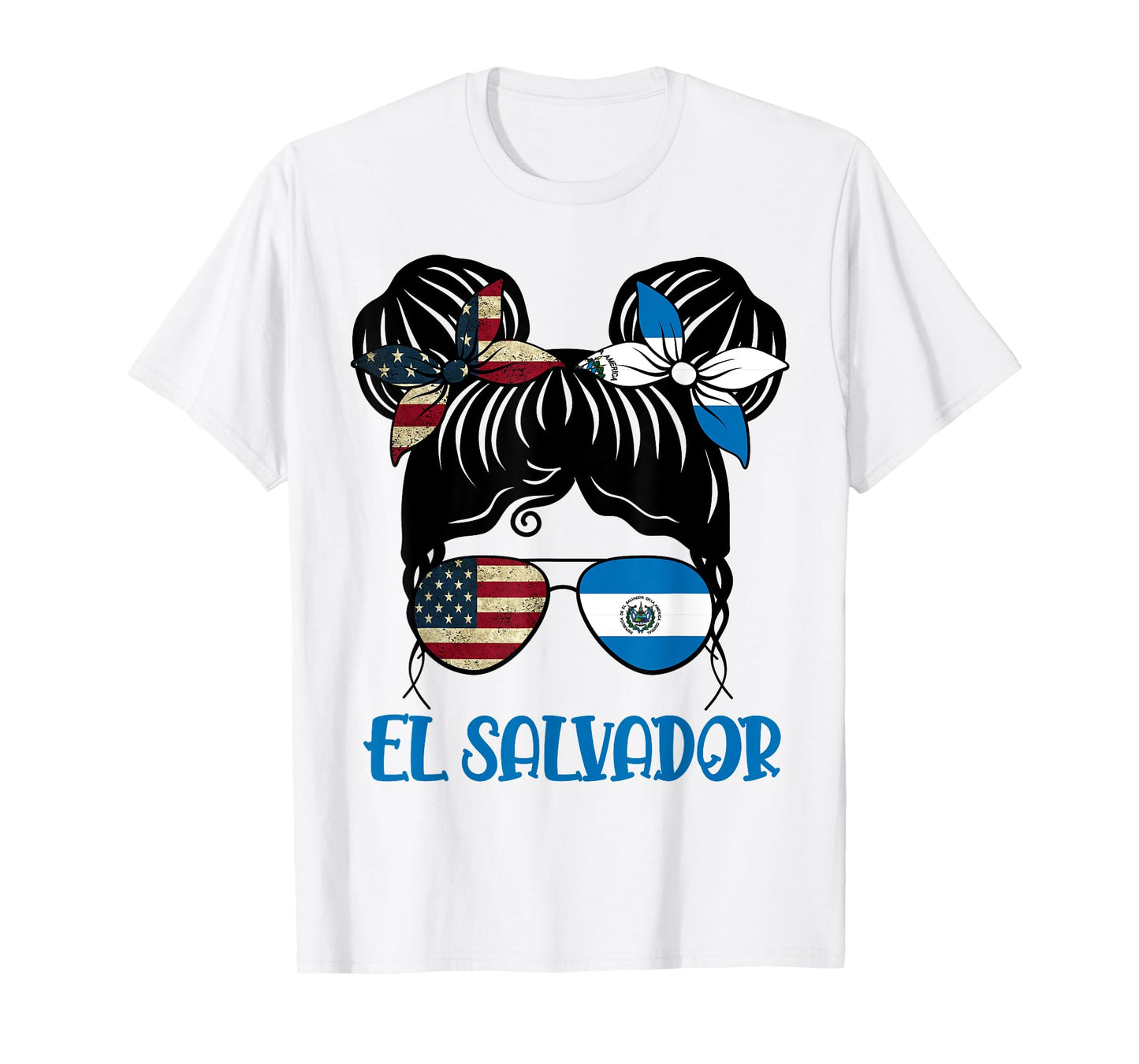 Half American Half Salvadorian Girl USA El Salvador Flag kid T-Shirt