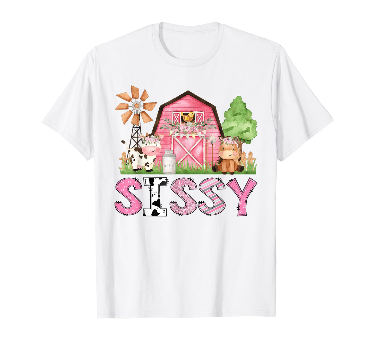 Sissy Pink Farm Animal Birthday Kids Matching Family T-Shirt