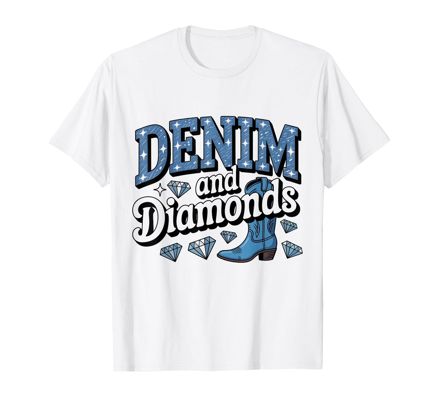 Denim and Diamonds African Melanin Swag Cowgirls Western T-Shirt