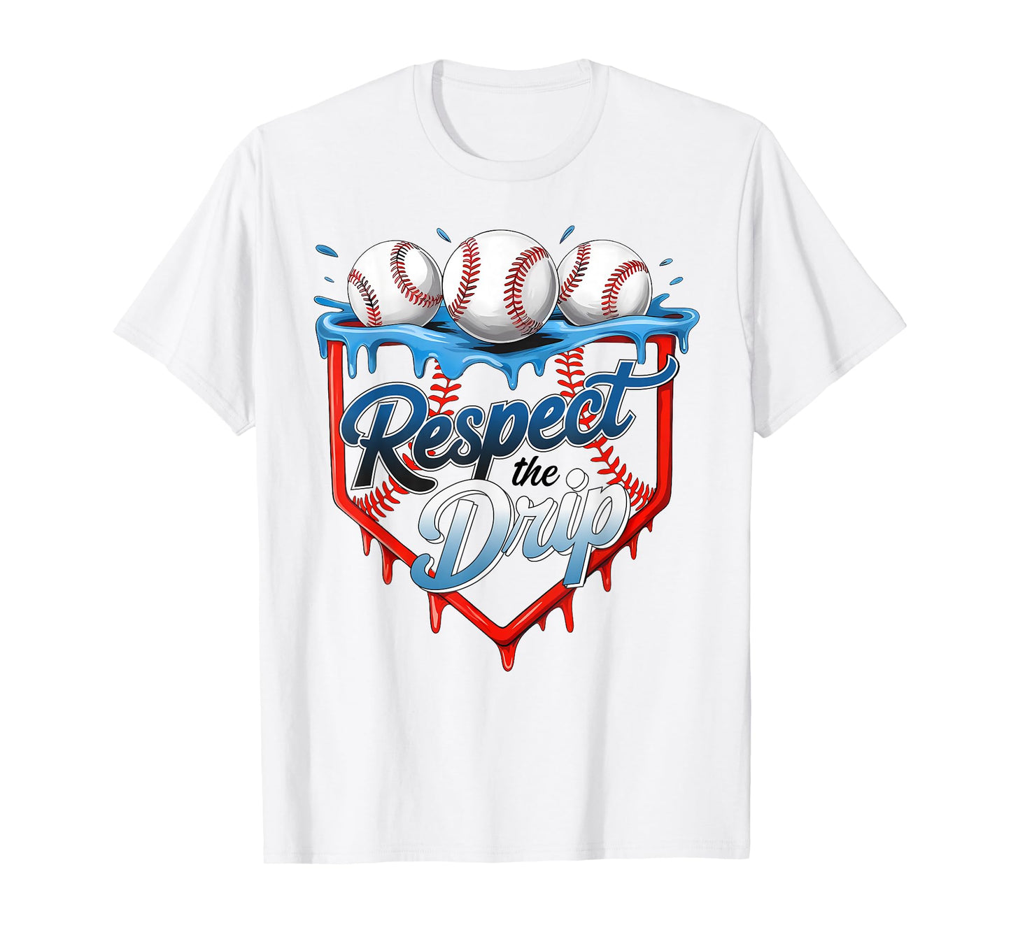 Respect The Drip Baseball Home Plate Ice Cream Drip T-Shirt
