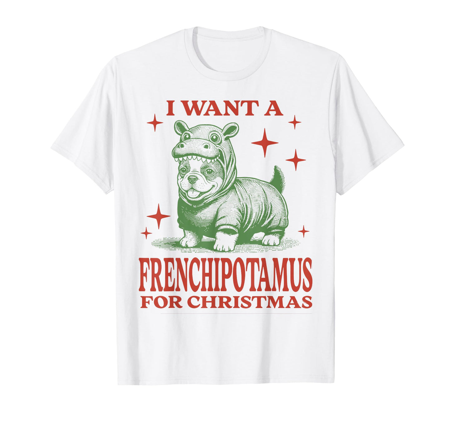 Funny French Bulldog Hippo Costume Christmas T-Shirt