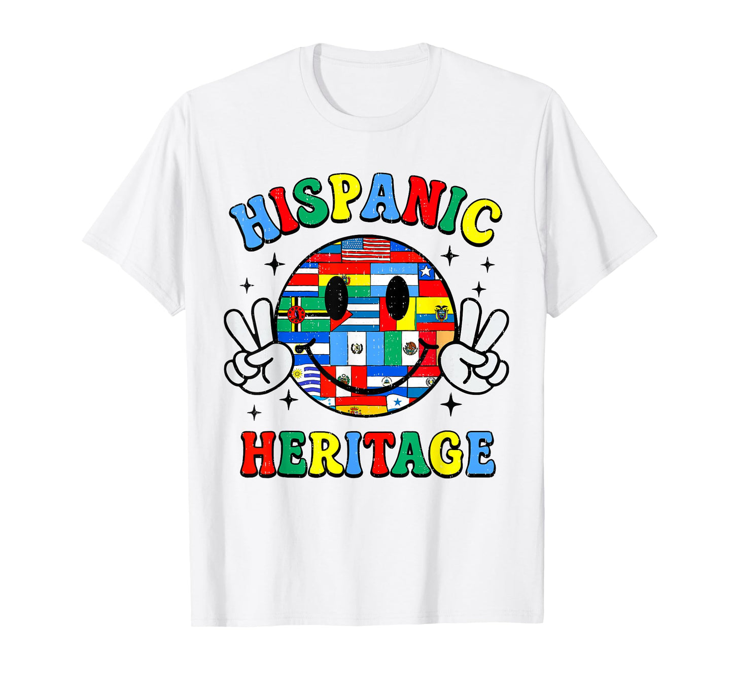 Hispanic Heritage Smile Face Latino Countries Flags Girl Kid T-Shirt