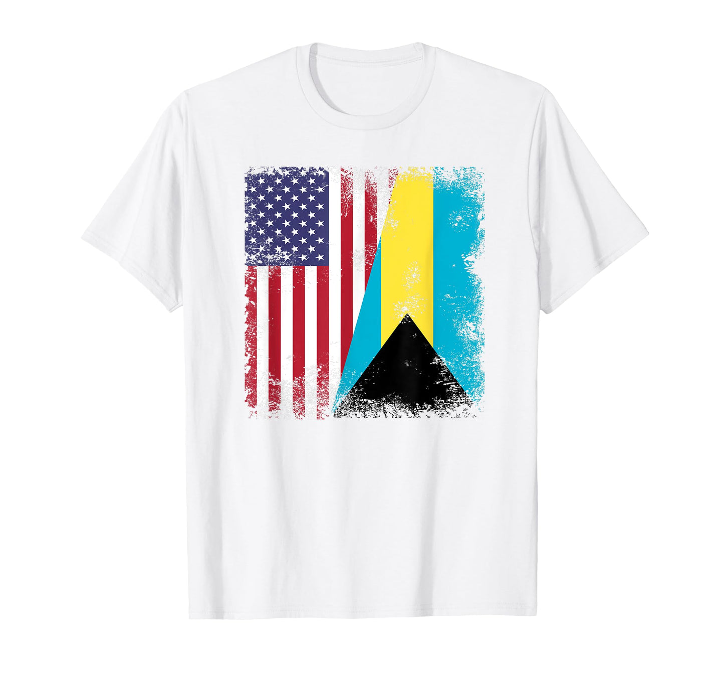 Half Bahamian Flag T-Shirt | Vintage Bahamas USA Gift T-Shirt
