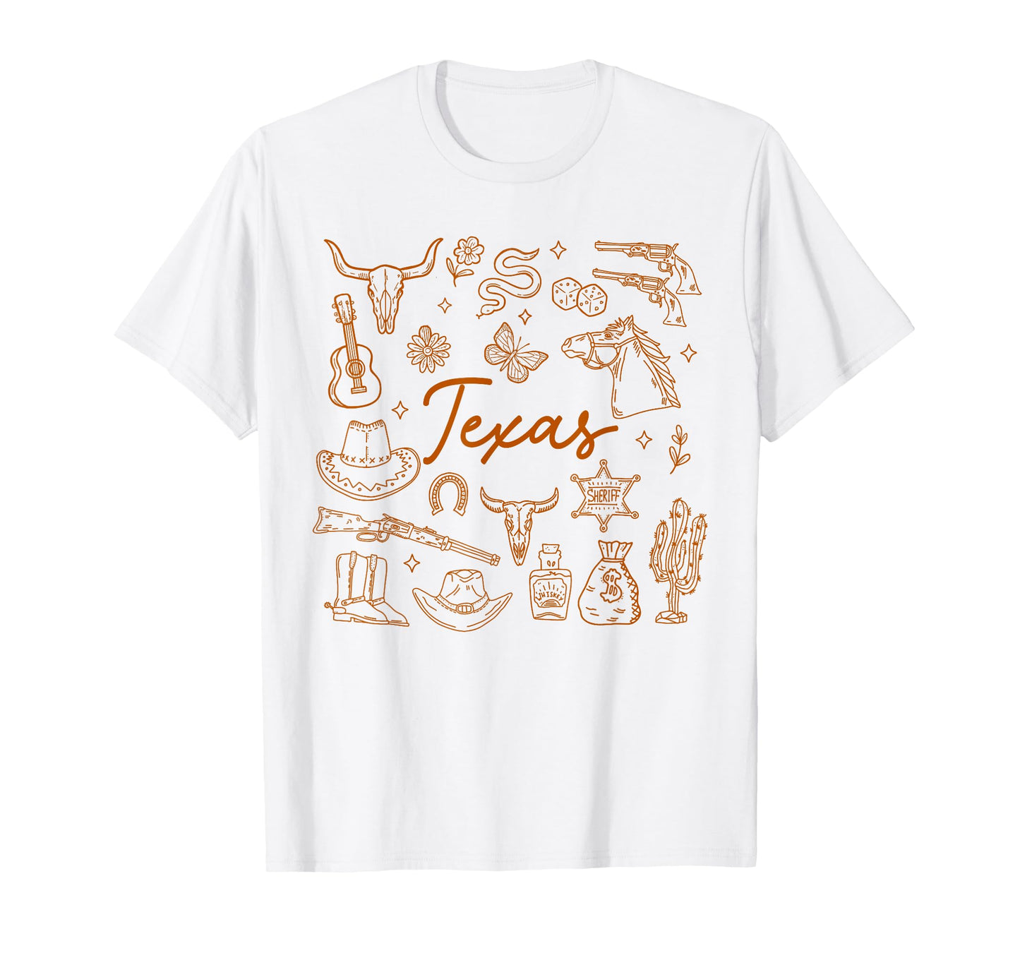 Texas Hometown Doodles Wild West Rodeo Cowboys Cowgirls T-Shirt