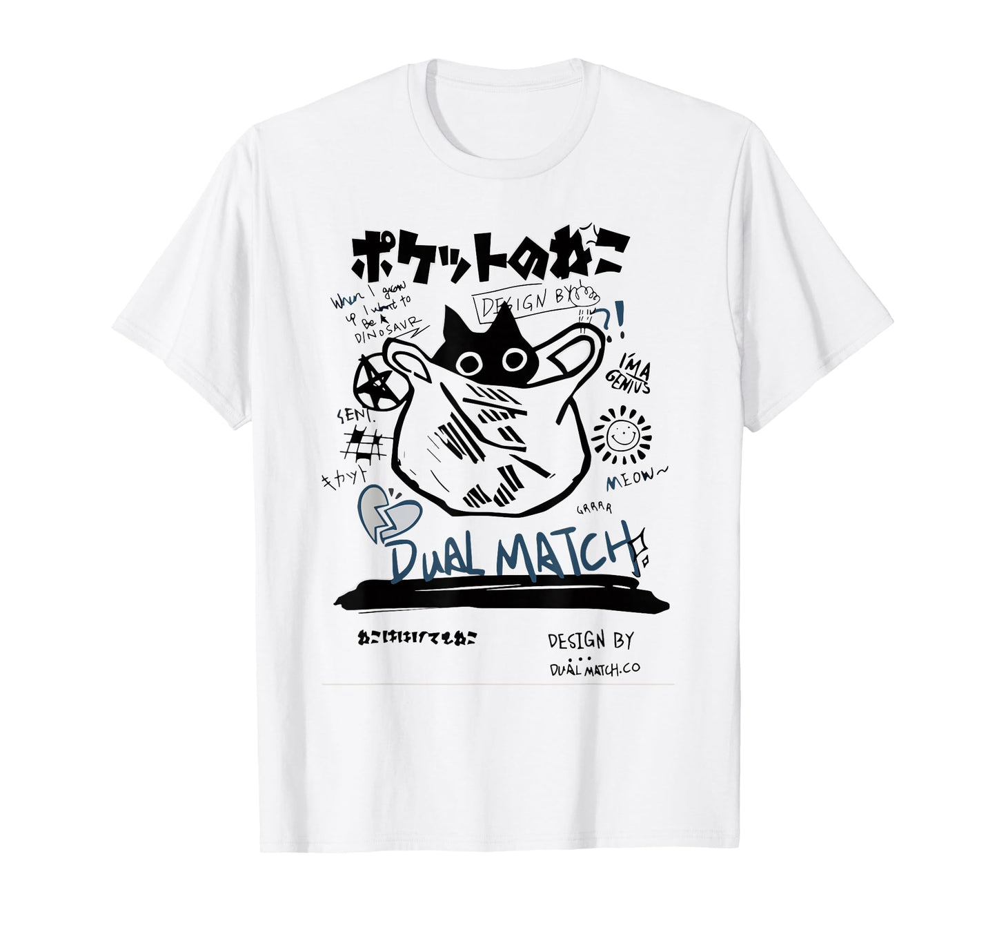 Cute Kawaii Tuxedo Cat Manga Art Harajuku Aesthetic T-Shirt