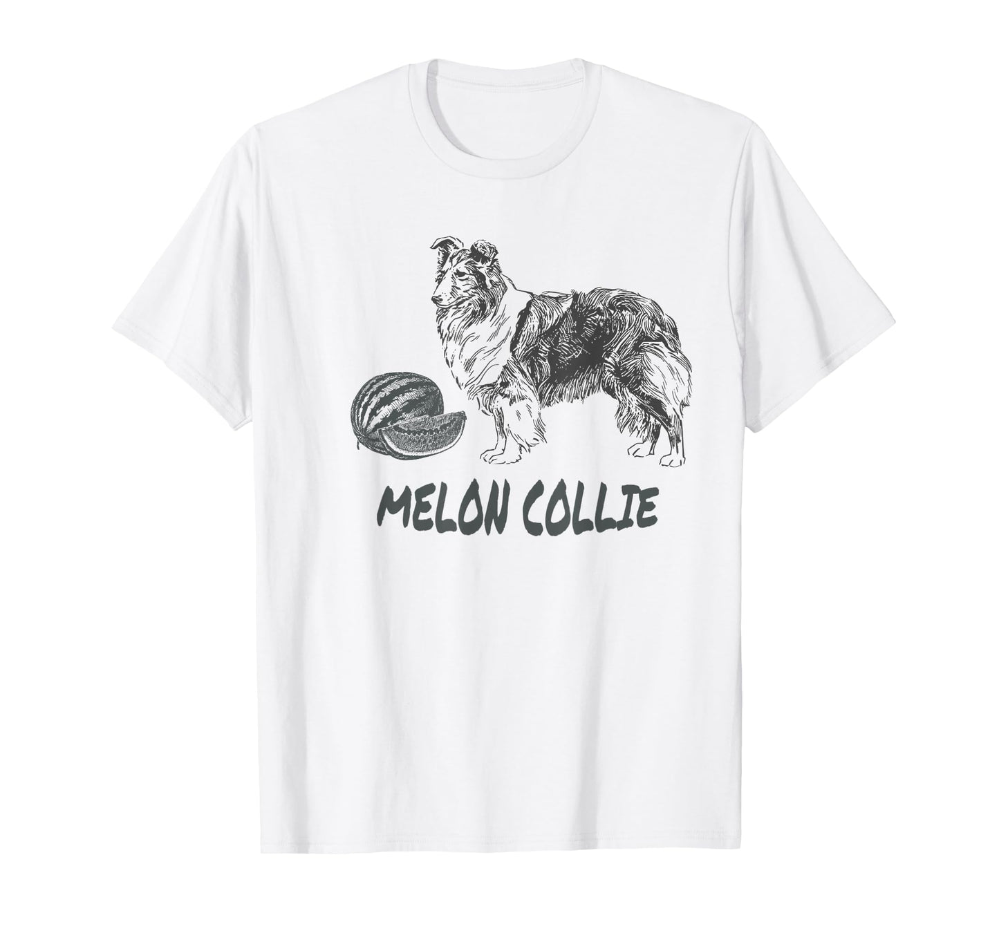 Funny MELLON COLLIE Dog Pun Illustration Tee Gift Idea T-Shirt for Men Women Kids