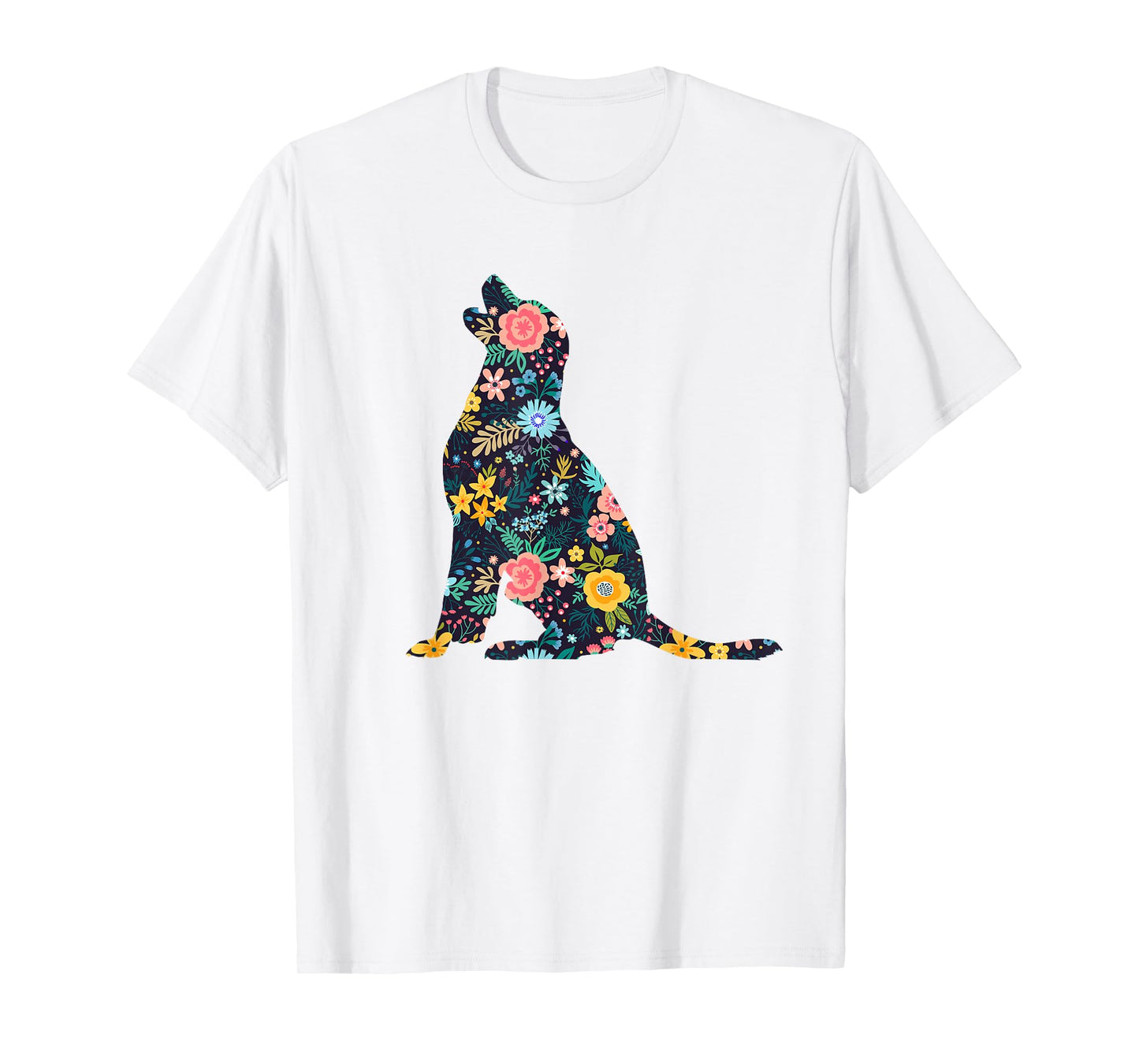 Labrador Retriever Floral Dog Silhouette Womens Graphic T-Shirt