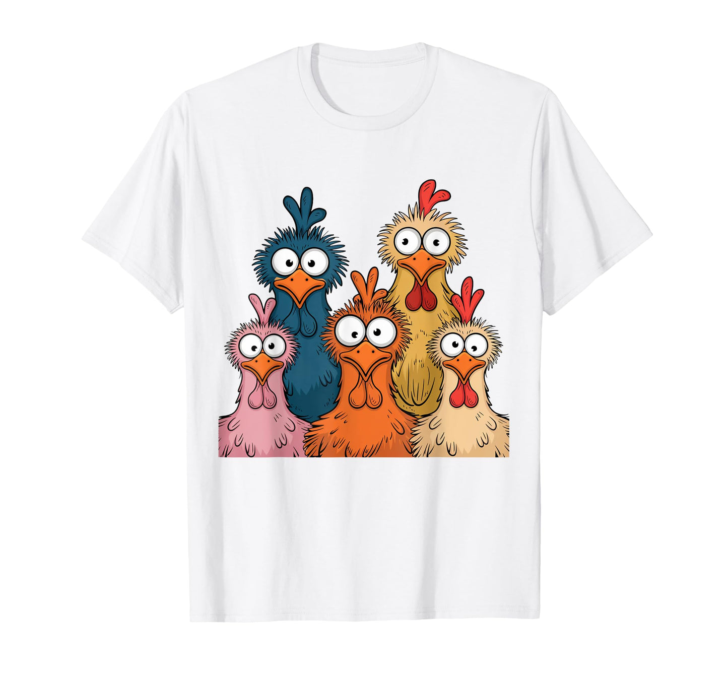 Eagerlys Colorful Funny Chicken Art, Crazy Chicken Family T-Shirt