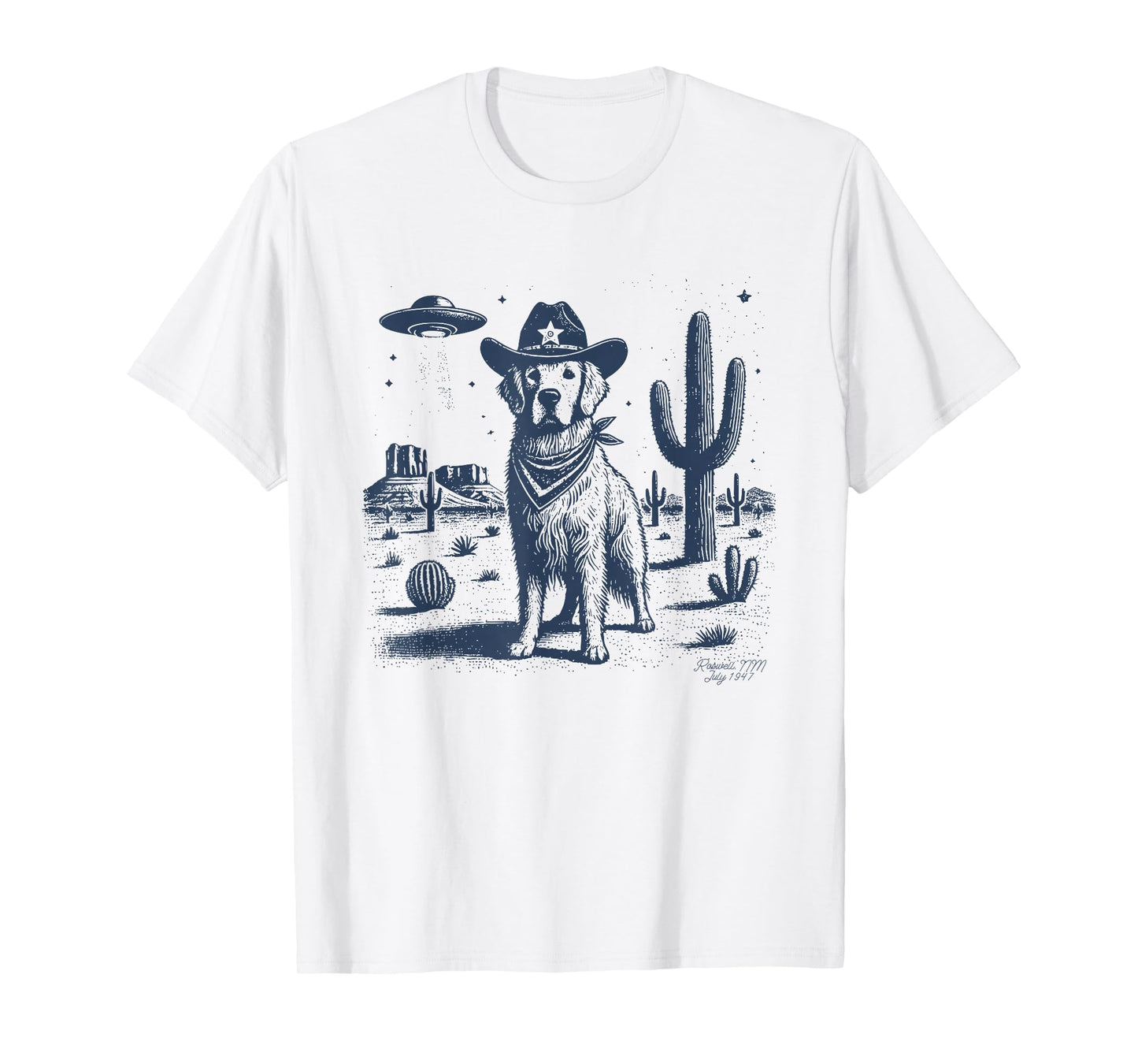Golden Retriever Cowboy UFO, Golden Retriever Cowboy Hat T-Shirt