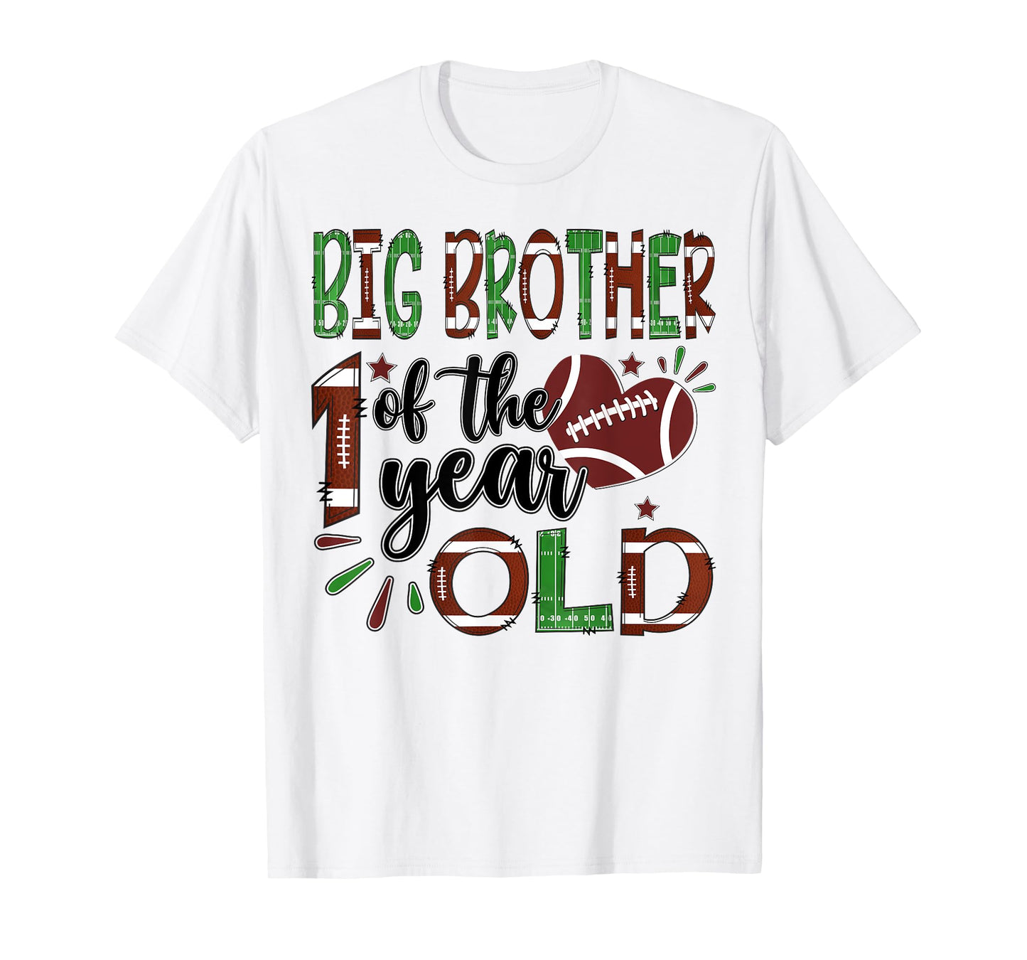 Big Brother Of The 1 Year Old Football 1St Year Down Bday T-Shirt