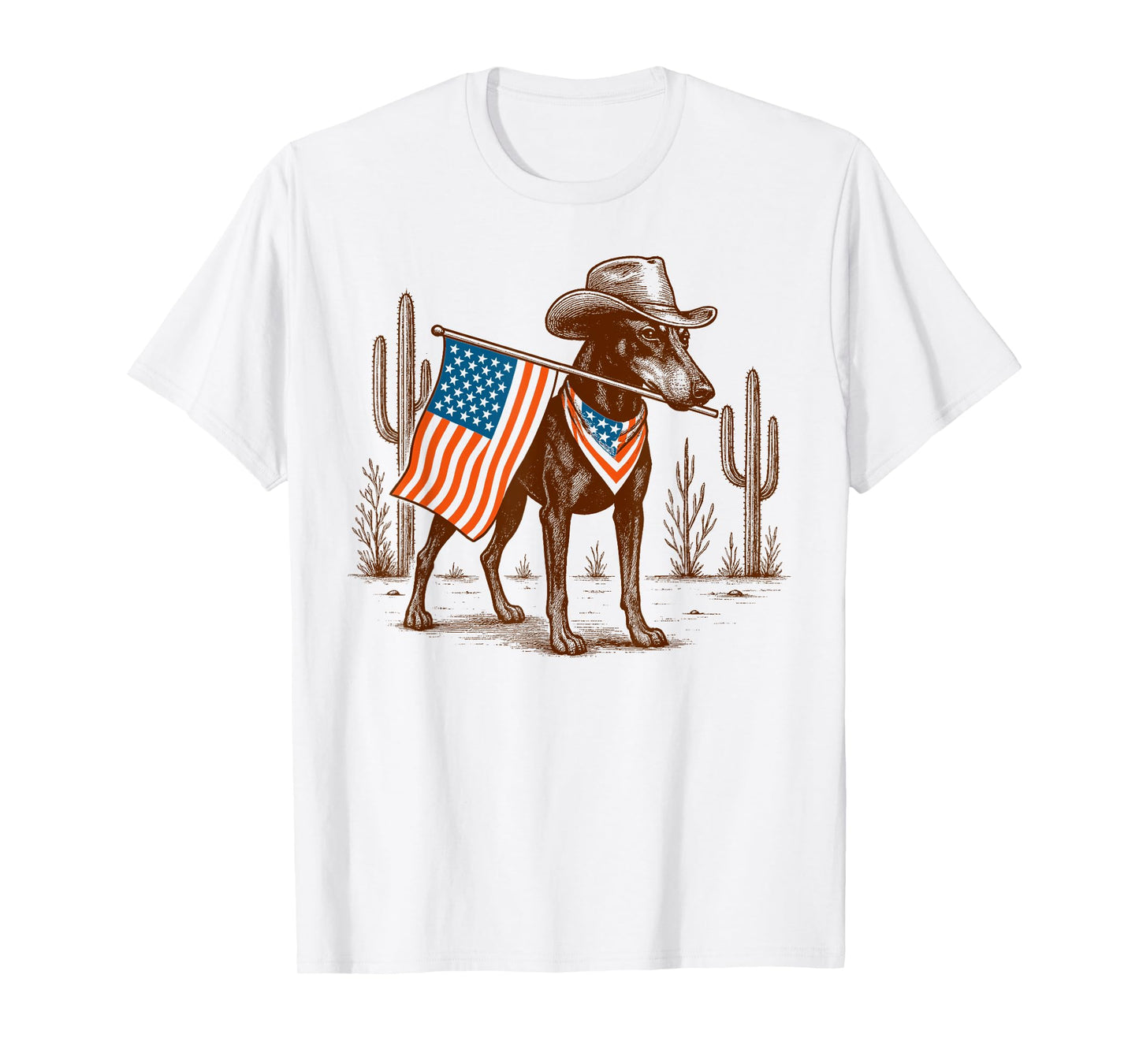 4th Of July Doberman Lover Western Desert Vibes Freedom T-Shirt