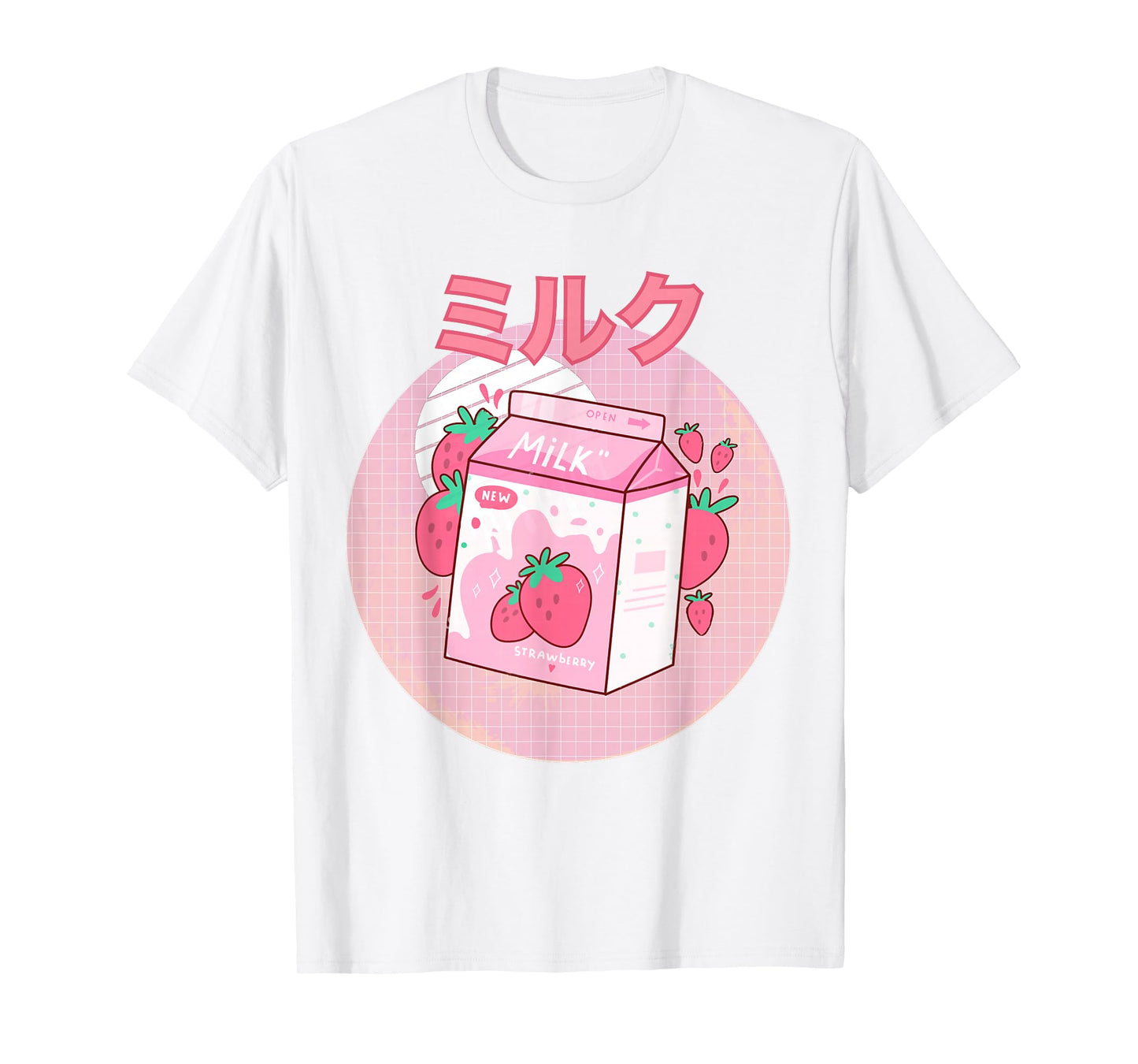 Strawberry Milkshake Carton Pink Funny Japanese Retro 90s T-Shirt