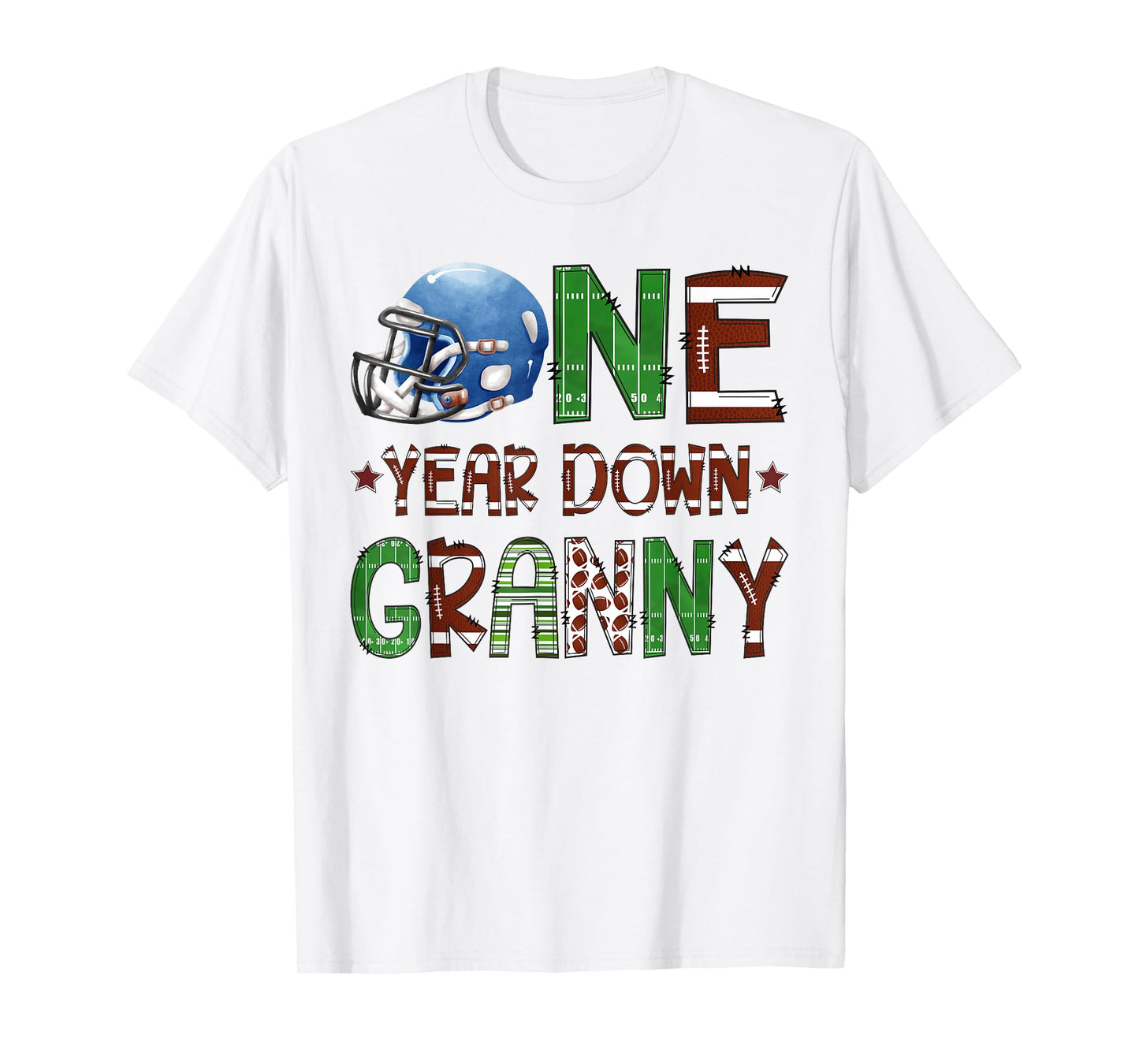 Granny Of The 1 Year Old Football 1St Year Down Birthday Boy T-Shirt