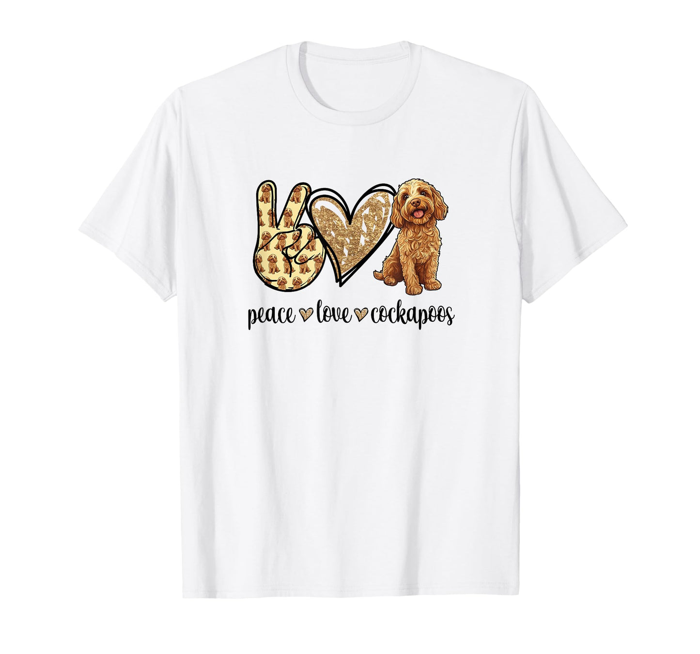 Womens Girls Cute for Owners Peace Love Cockapoo Lover T-Shirt