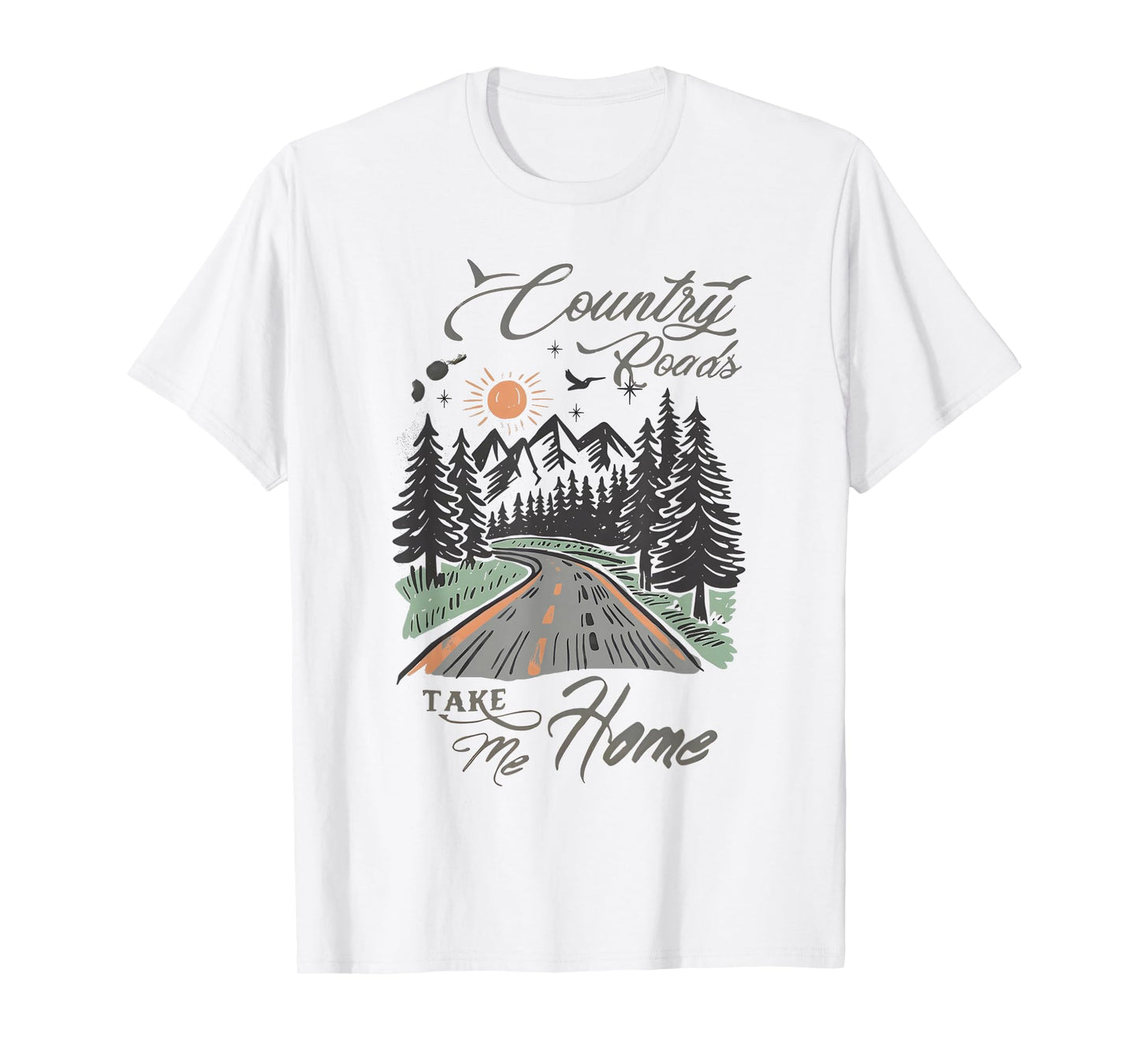 Retro Country Roads Take Me Home Vintage Mountain Lovers T-Shirt