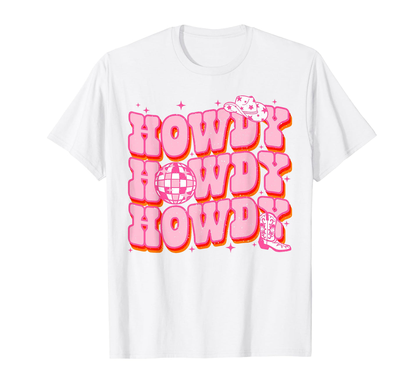 Howdy Southern Western Girl Country Rodeo Pink Cowgirl Disco T-Shirt