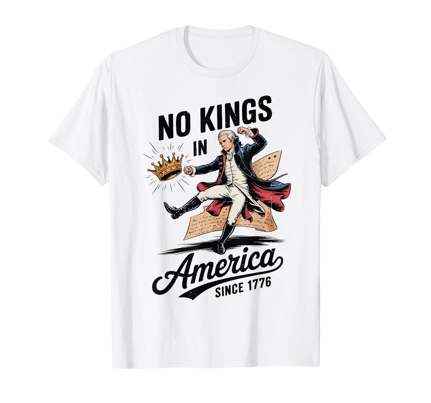 No Kings America Funny Alexander Hamilton 4th July Kids Men T-Shirt