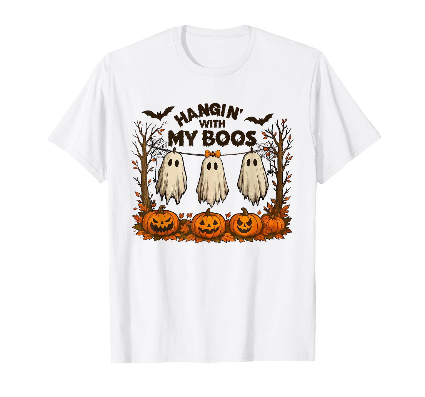 Funny Hanging Ghosts Halloween Cute Hanging With My Boos T-Shirt