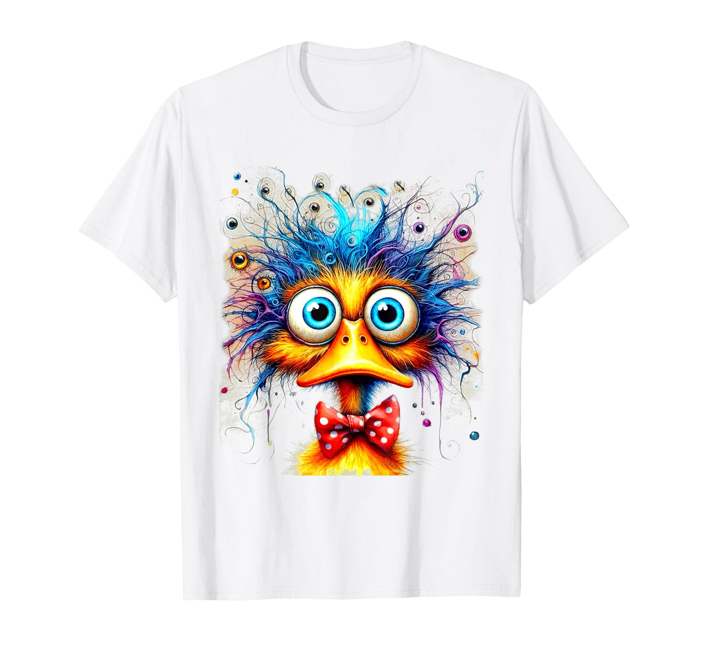 Eagerlys Crazy Funny Duck Funny Art Vintage Eyes Spooky T-Shirt