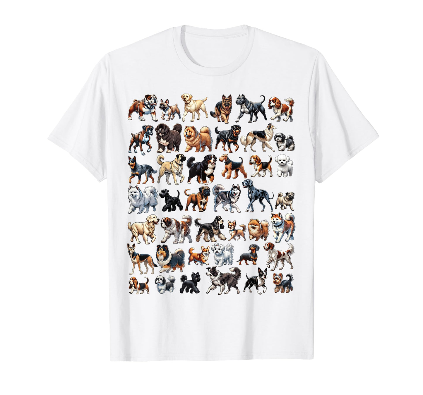 Types Of Dogs Breeds Chart Educational Canine Enthusiast T-Shirt