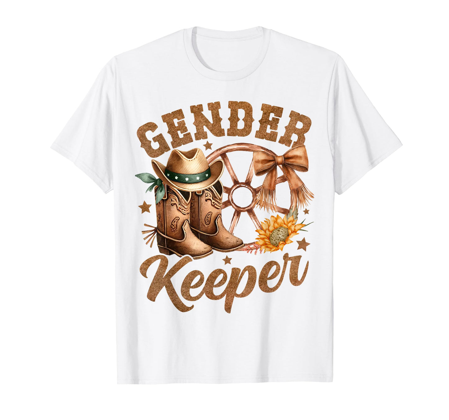 Boots or Bows Gender Reveal Decorations Keeper of the Gender T-Shirt