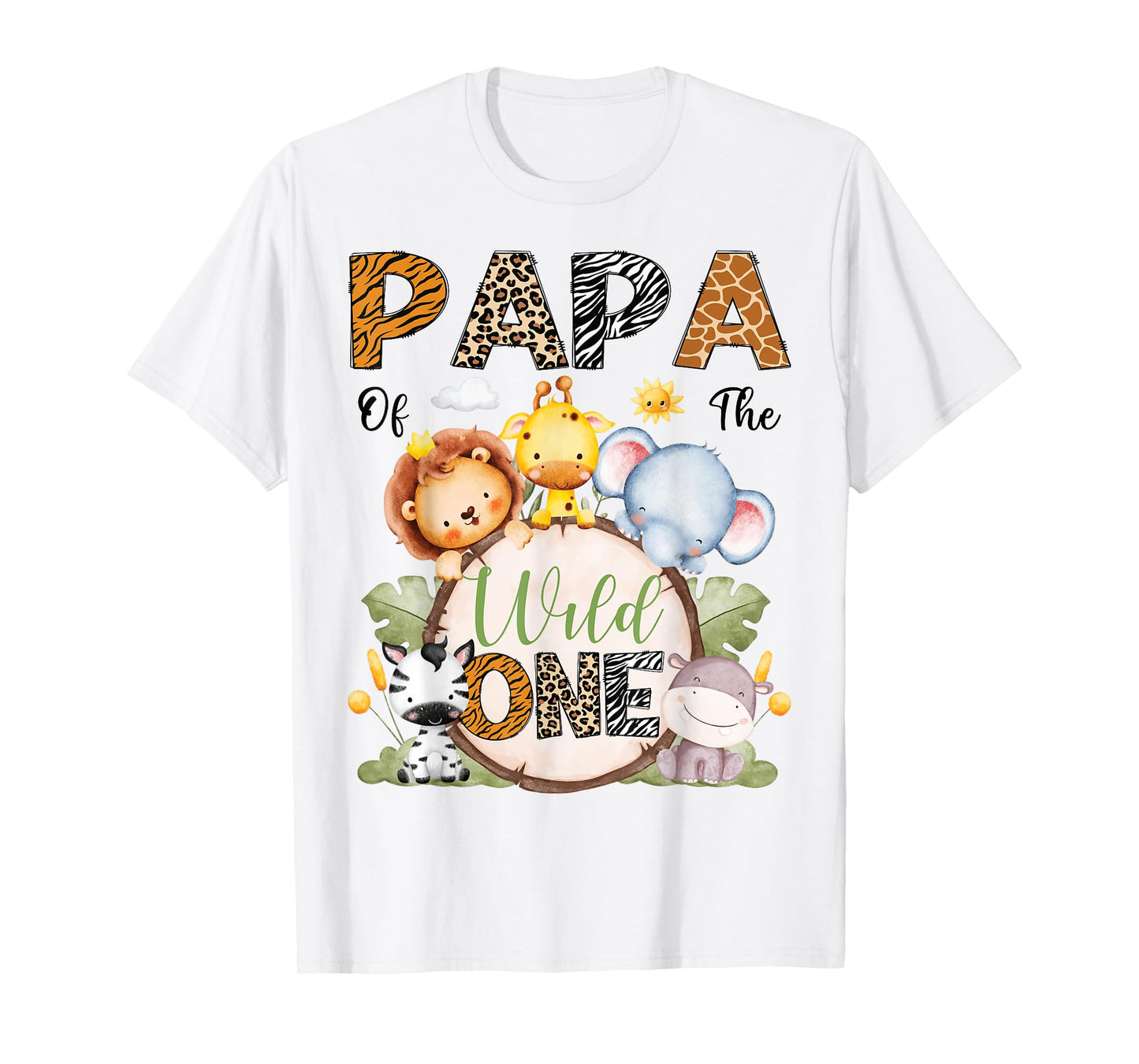 Papa Of The Wild One 1St Birthday Boy Safari Animals T-Shirt