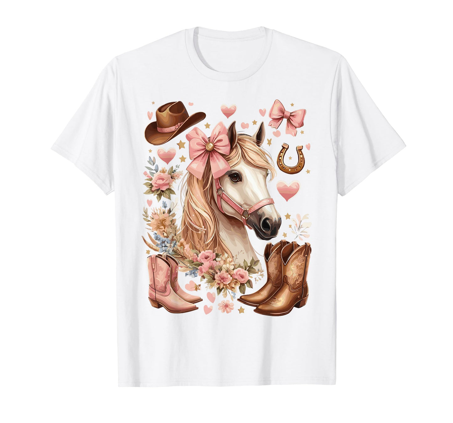 Cowgirl Country Rodeo Pink Bow Horse T-Shirt