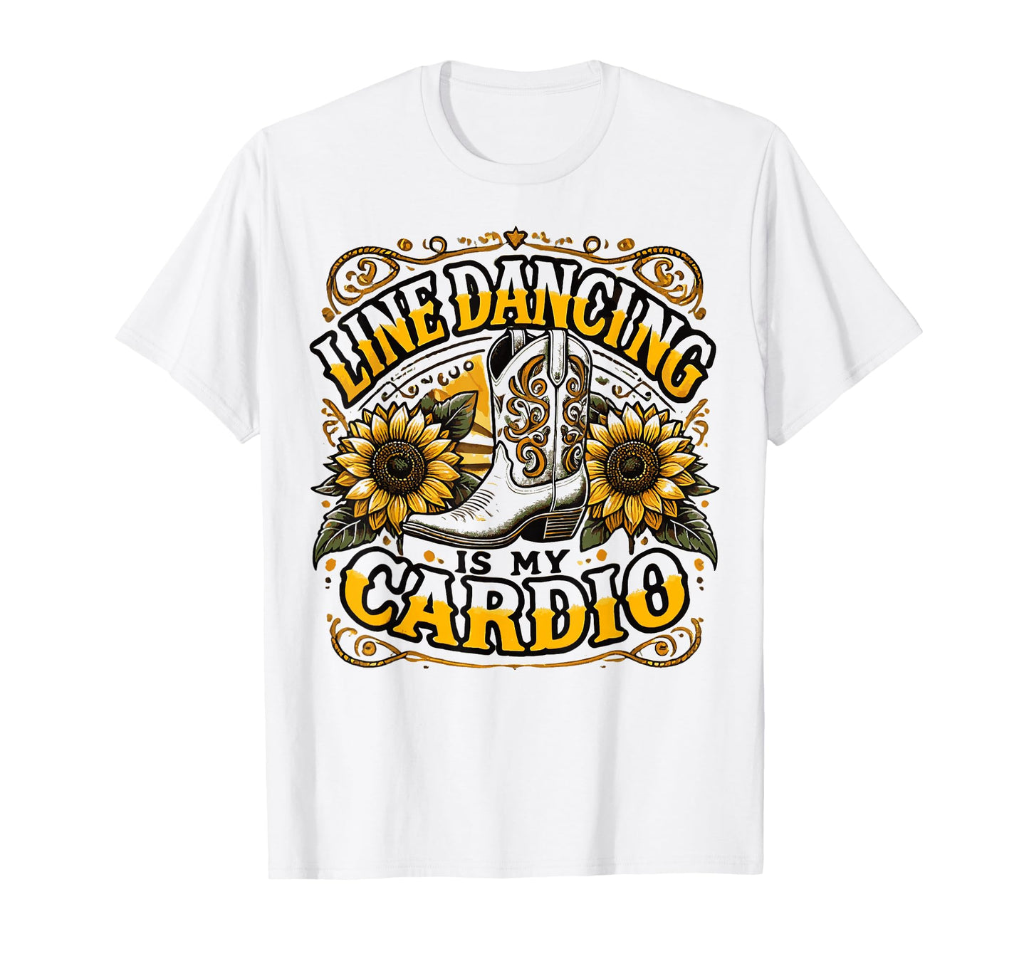 Line Dancing Is My Cardio Folk Style Western Country Music T-Shirt