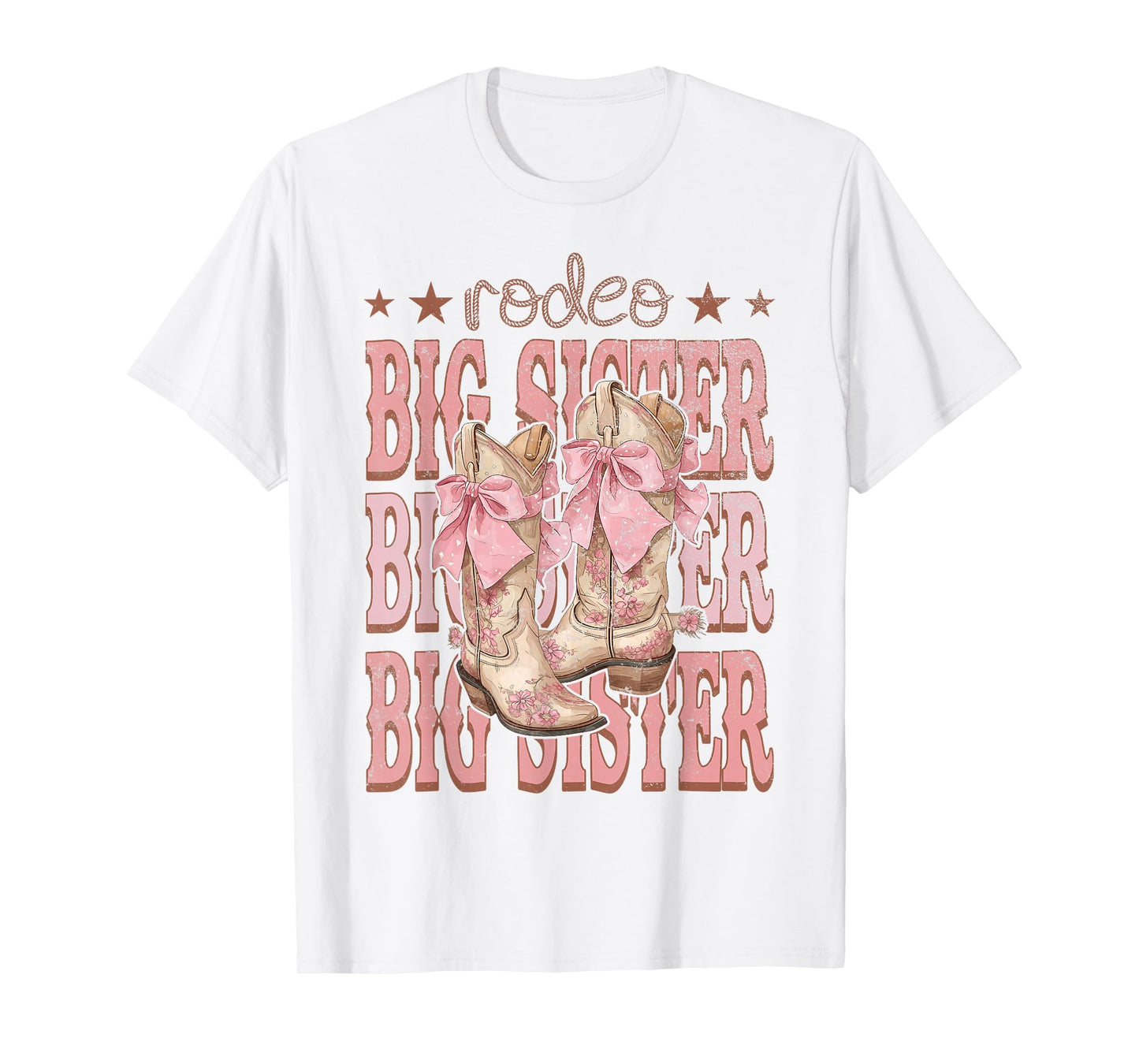 Rodeo Big Sister Pink Boots Coquette Cow-Girl Birthday Party T-Shirt