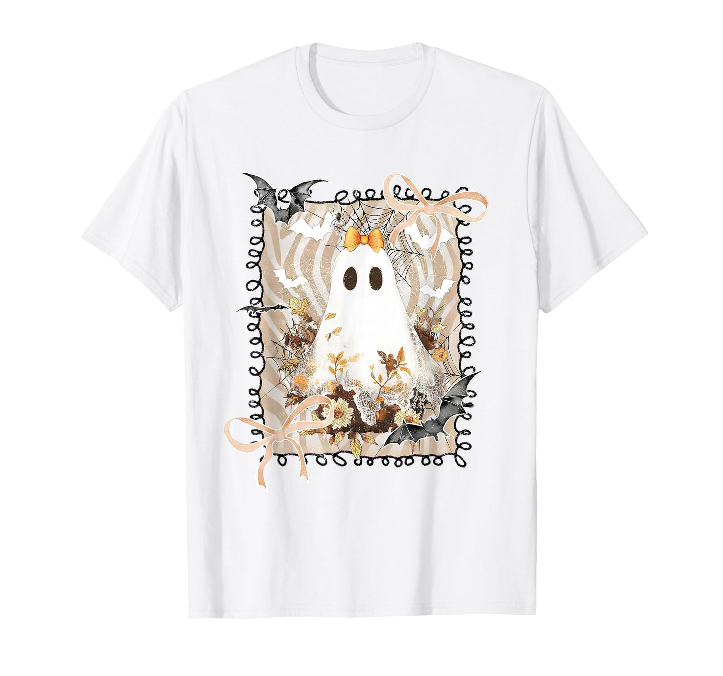 Coquette Bow Ghost Halloween Boo In Boojee Flower Ghost T-Shirt