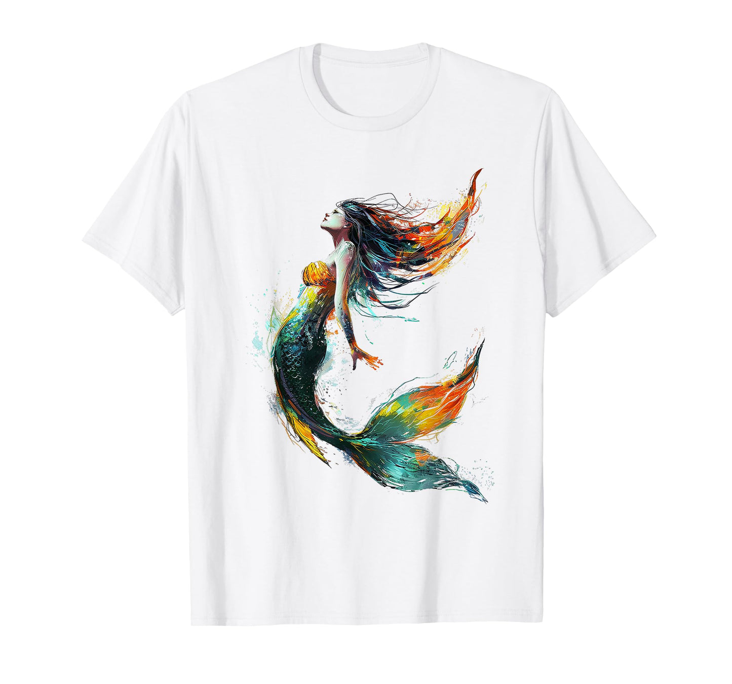 Mermaid Abstract Graphic Painting Art Women Mermaid T-Shirt