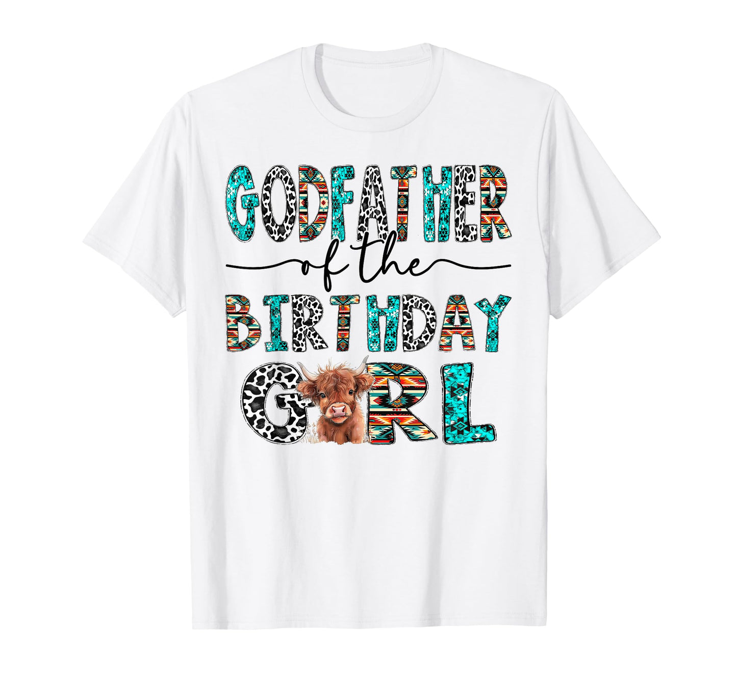 GodFather Of The Birthday Girl Highland Cow 1St Birthday T-Shirt