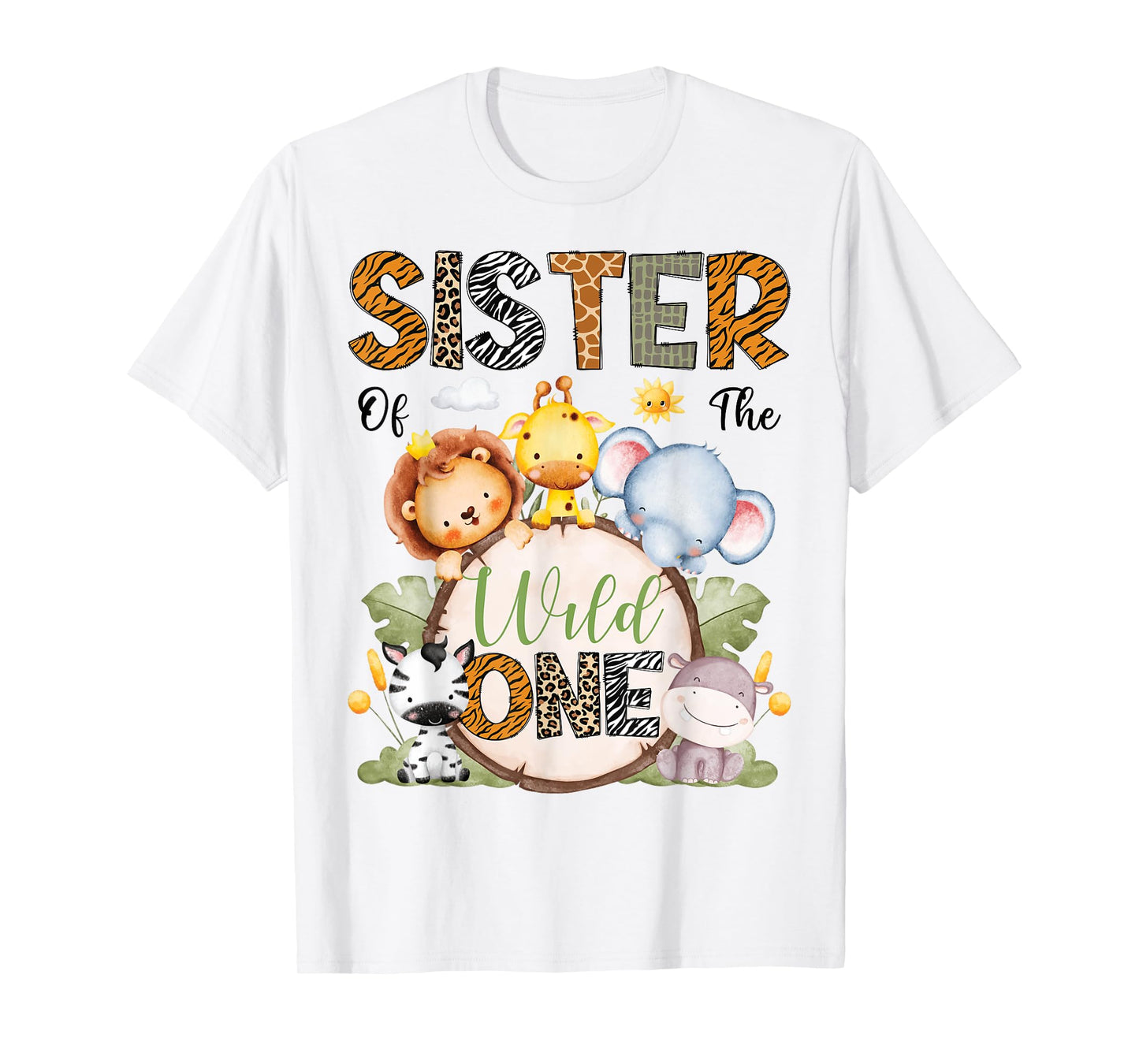 Sister Of The Wild One 1St Birthday Boy Safari Animals T-Shirt