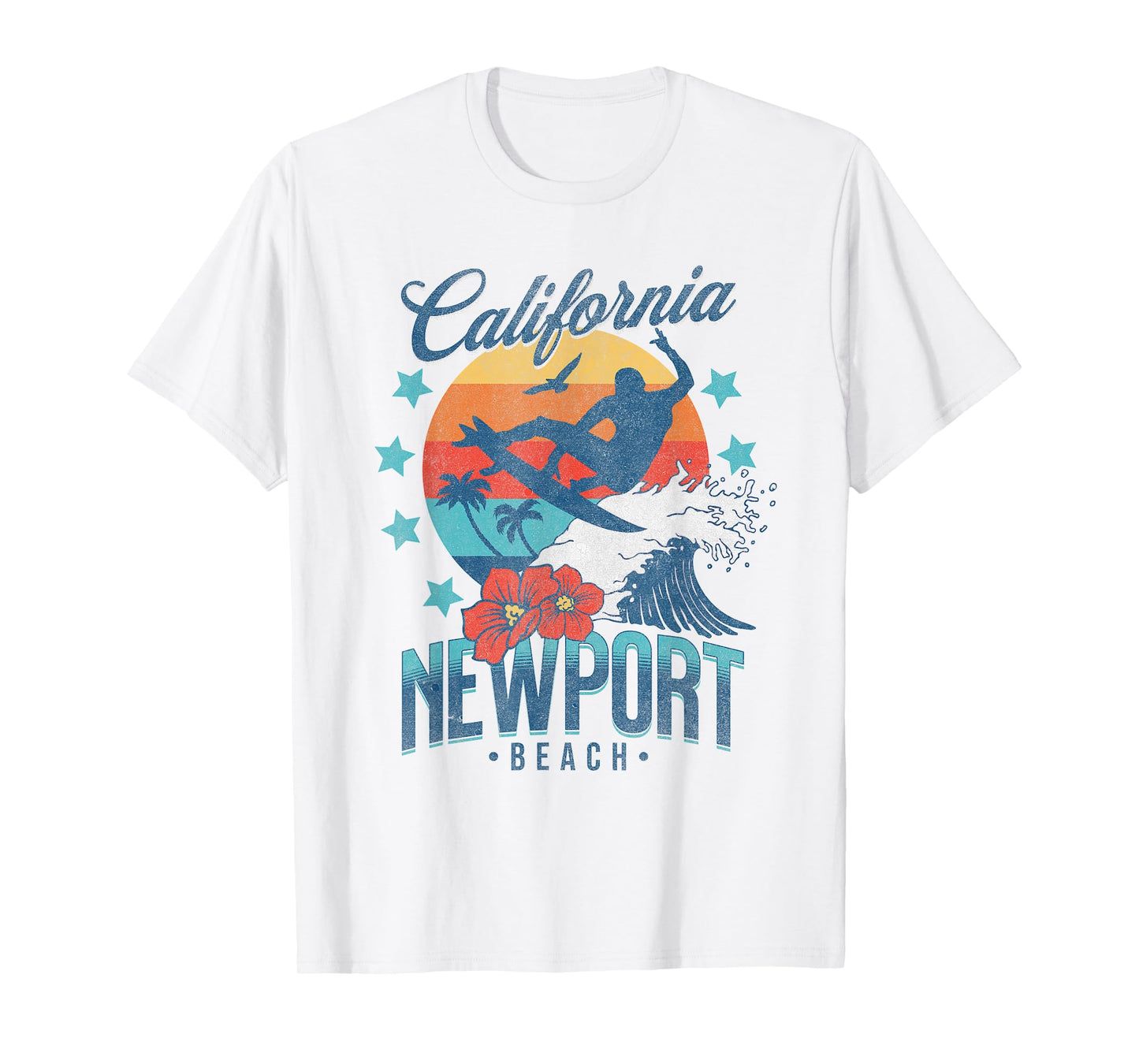 Newport Beach California Surfing Vintage Vacation Retro Surf T-Shirt