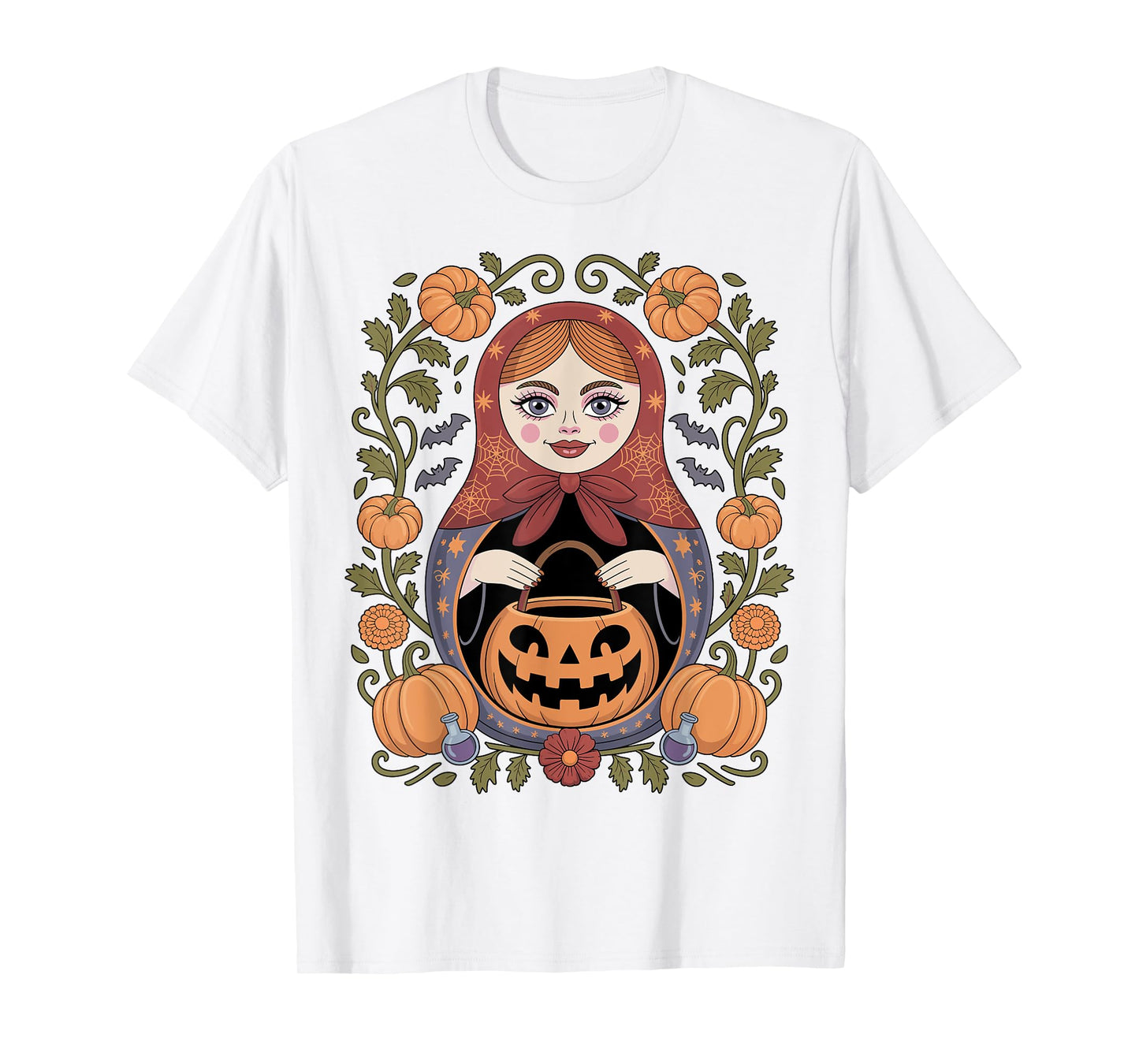 Russian Culture Khokhloma Doll Matroska Halloween T-Shirt