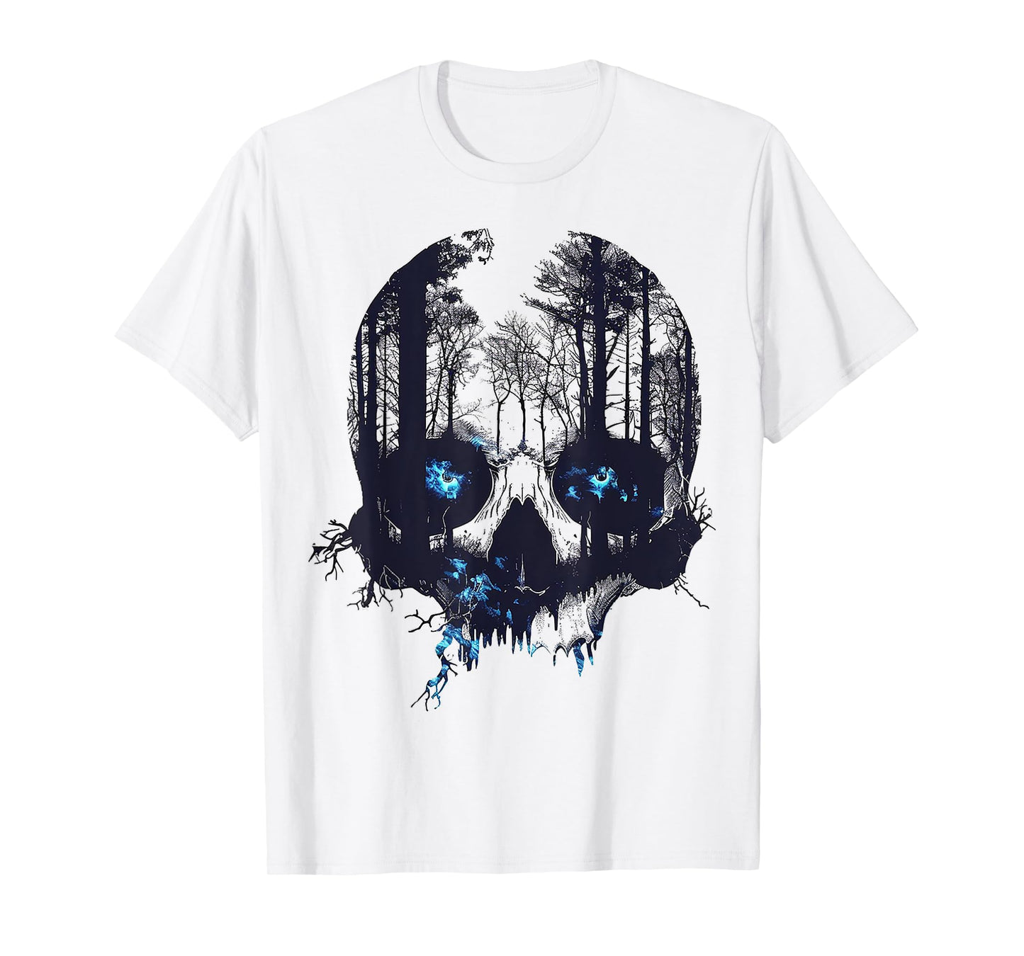Skull Costume Halloween Spooky Blue Eyes Art Skull T-Shirt