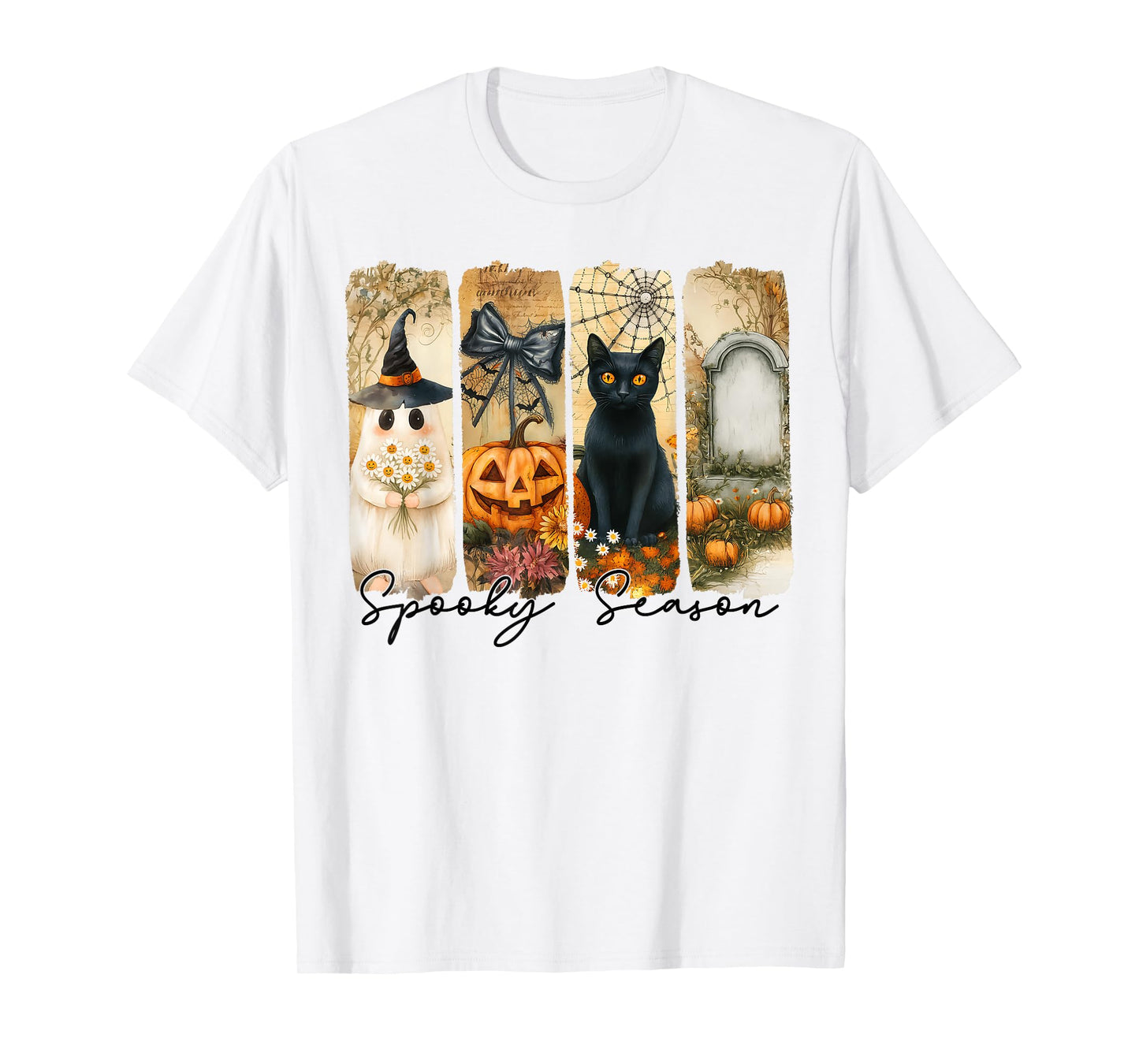 Spooky Season Vintage Halloween Ghost Coquette Fall Pumpkin T-Shirt