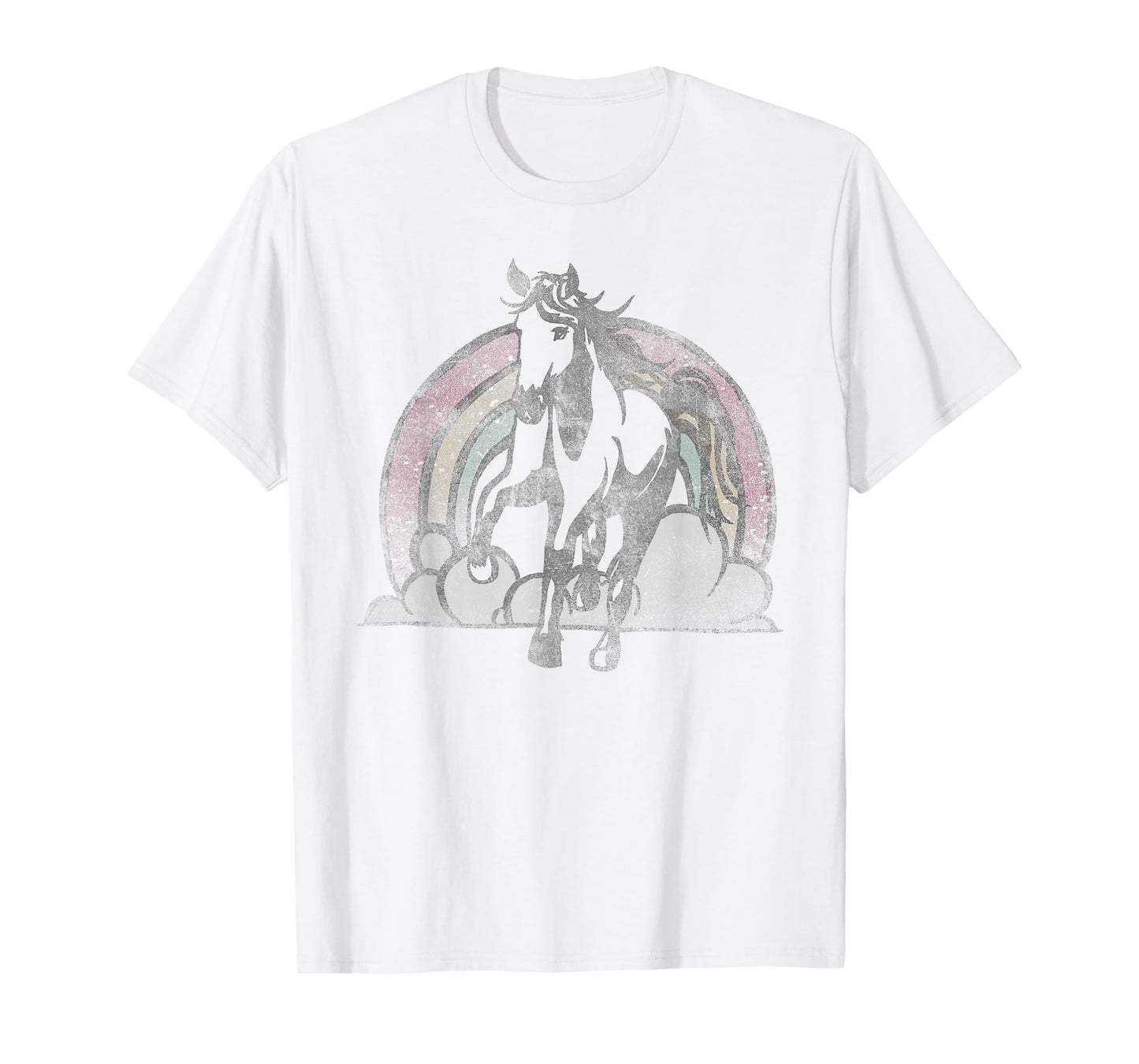 Retro Rainbow Horse Vintage Faded T-Shirt