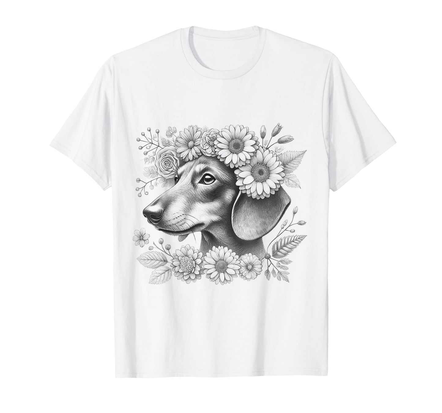 Floral Dachshund Mom Doxie Weiner Dog Flower Design T-Shirt