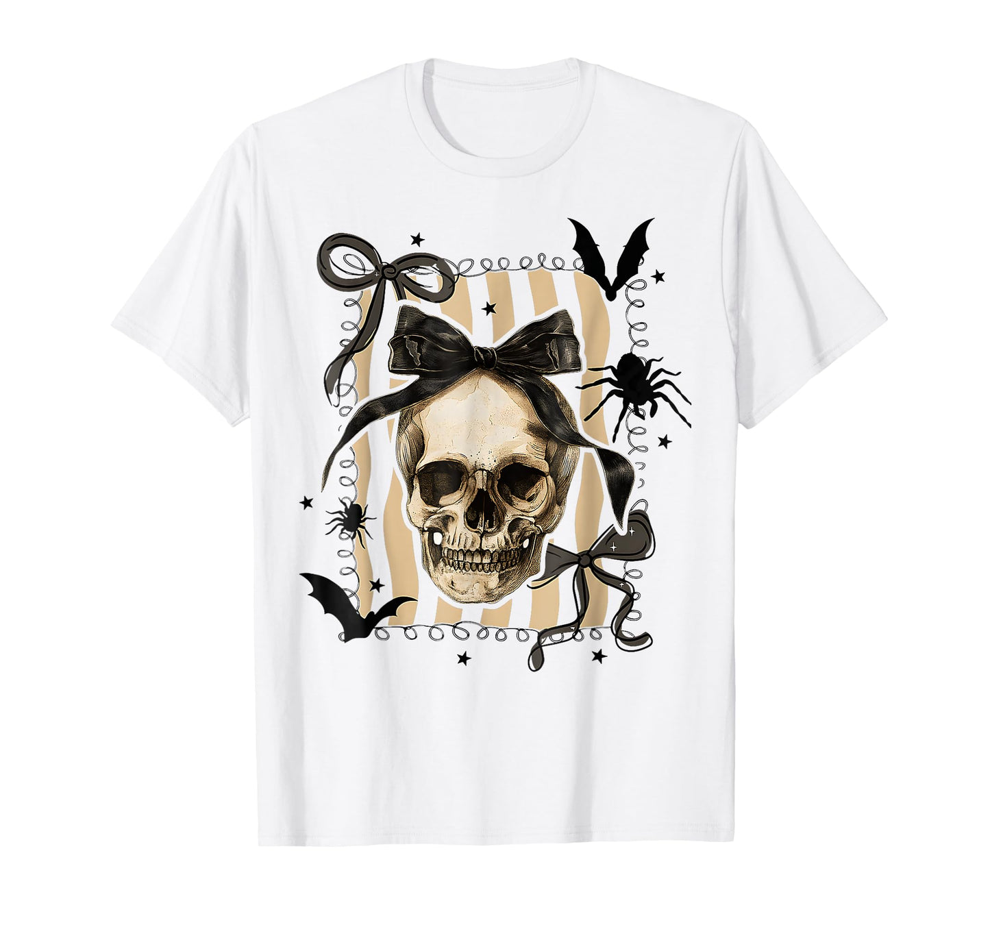 Scary Halloween Skull Coquette Bow Spooky Season Skeleton T-Shirt