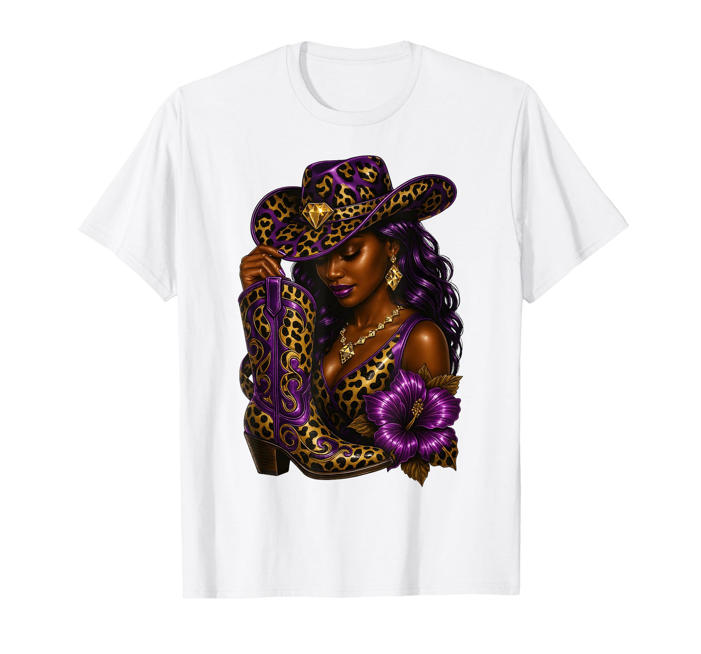 Black African American Glam Cowgirl Melanin Country Girls T-Shirt