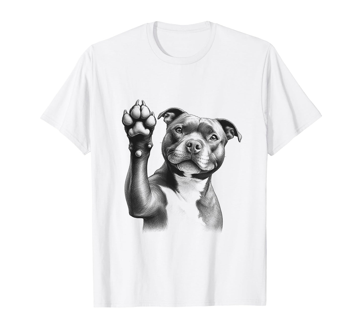 Cute Staffordshire Bull Terrier Staffy Dog Paw Design T-Shirt