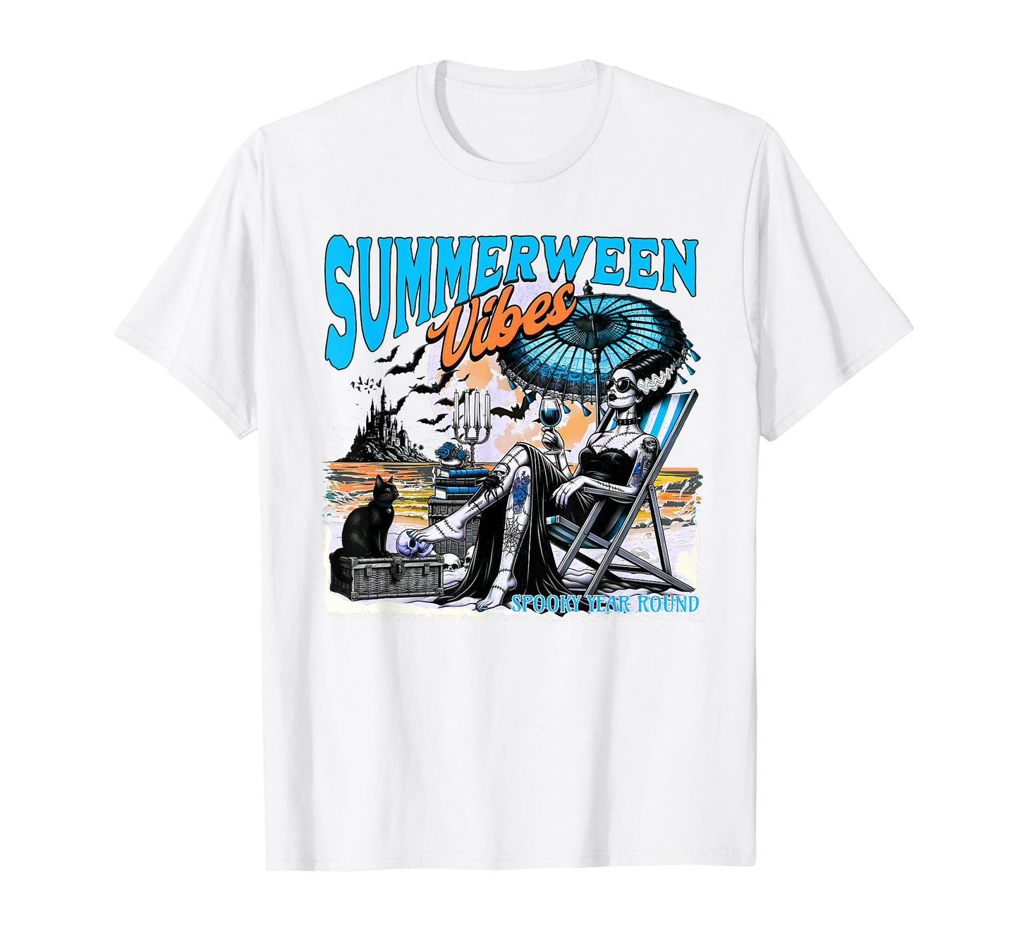 Bride Of Frankenstein, Summerween Vibes Spooky Year Round T-Shirt