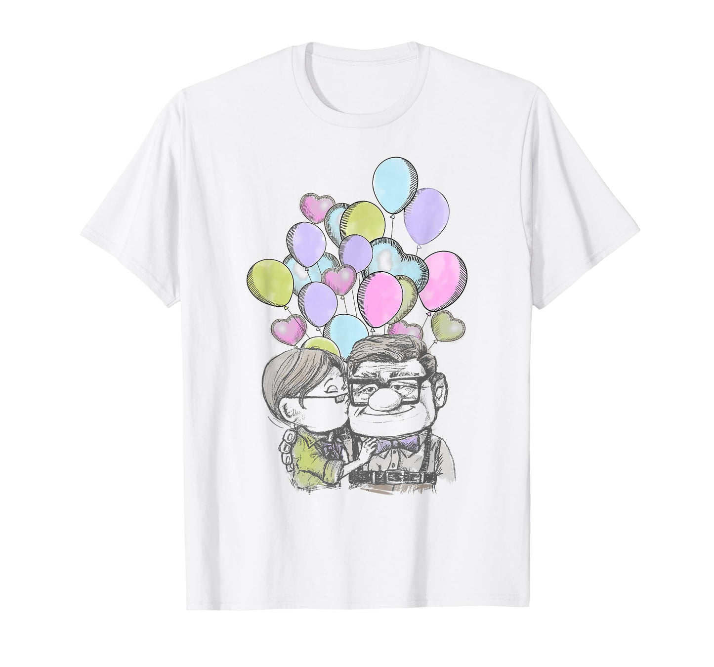 Disney Pixar Up Valentine's Day Carl and Ellie Balloons T-Shirt Small