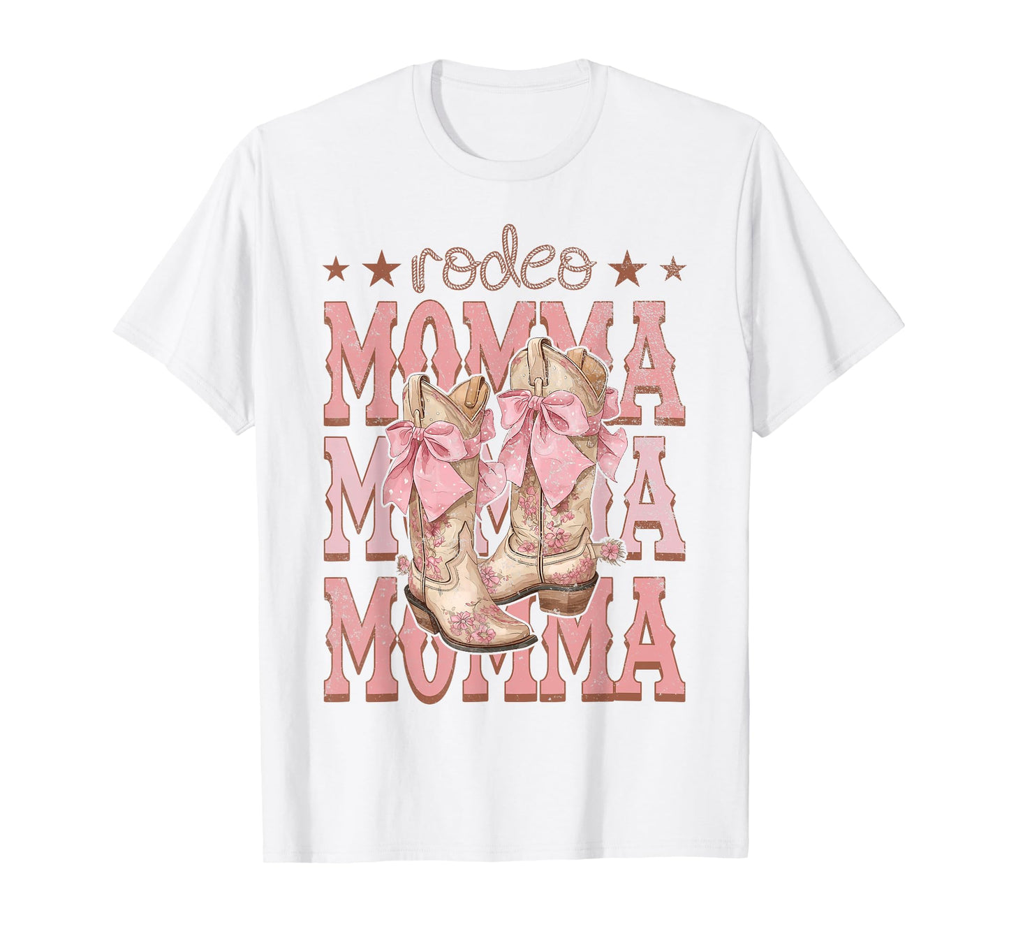 Rodeo Momma Pink Boots Coquette Cow-Girl Birthday Party T-Shirt