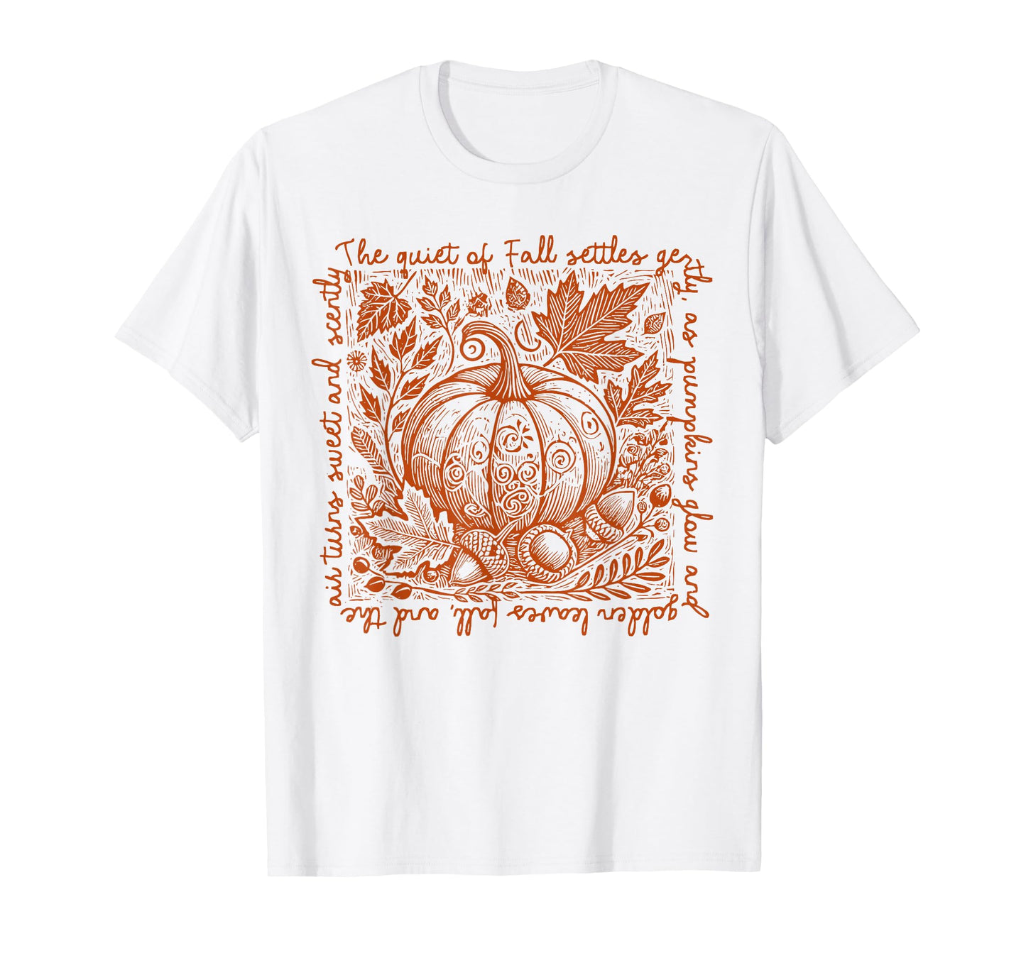 Wildflower Pumpkin Season Autumn Fall Leaves Thanksgiving T-Shirt
