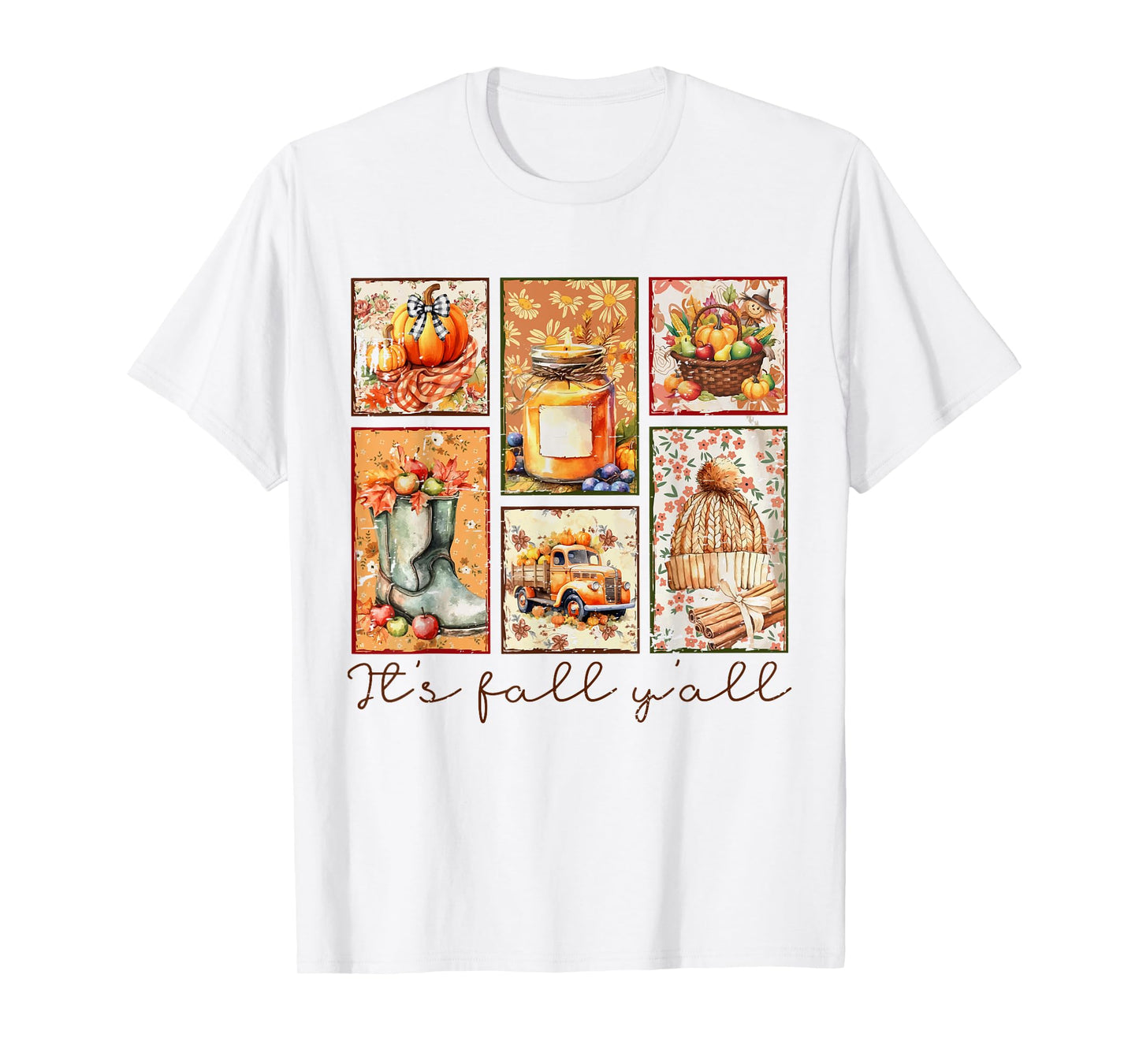 Retro Funny Its Fall Yall Autumn Pumpkin Cute Cozy Season T-Shirt